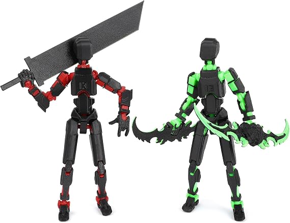 T13 Action Figure Set - 3D Printed with Weapon | Titan 13 Articulating | Dummy 13 Stick Titan T 13 Robo 13 Missions 13 Lucky 13 Lovers Assembled