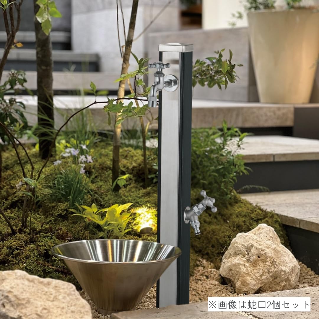 立水栓 ユニソン(UNISON) スプレスタンド70 ウッドベージュ 蛇口1個セット ゴールド 600511310 幅7.4×高さ70(10 UNISON ユニソン 立水栓 Spre スプレスタンド70 蛇口1個付き 木目調 スプレ