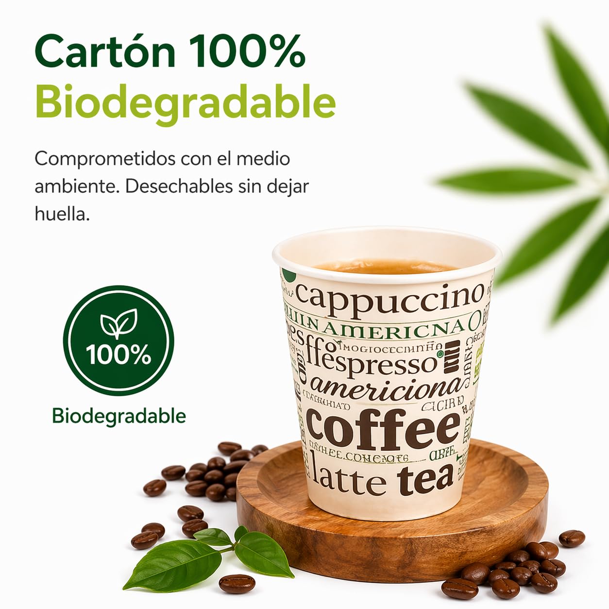 Pack 500 Vasos Café Desechables y Paletinas Café Reutilizables 240 ml | APTO para bebidas calientes y frías | Ideales para oficina y eventos | Uso Profesional y Doméstico |