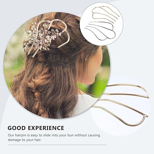 Miniatura 5 de BESTOYARD 2 Uds en forma de U horquilla lateral horquilla estilo horquilla 4 puntas de pelo updo moño horquilla palillos de aleación pinzas para el