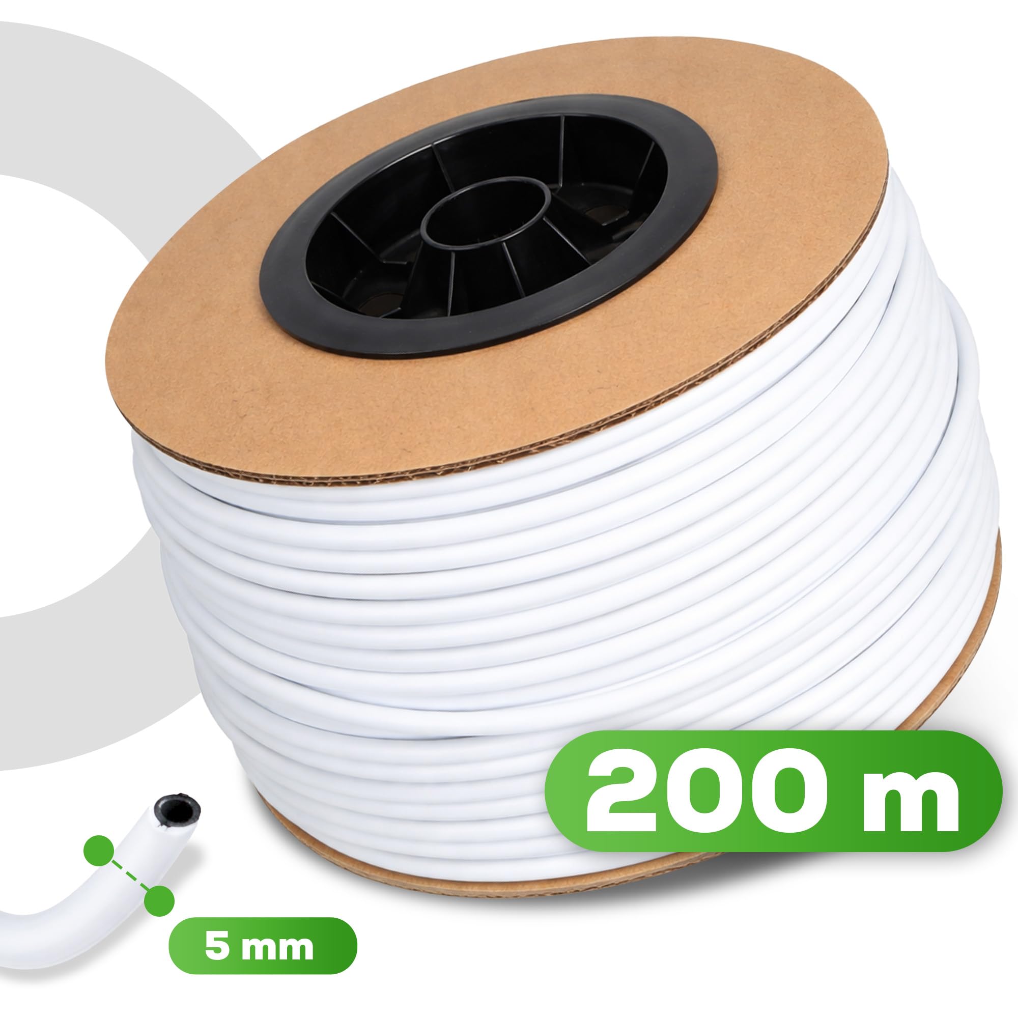 Instalguru Tubo PE 5 mm x 200 m Manguera Polietileno Riego Jardín Goteo Tubería Suministro Agua Blanca Instalación Exterior Sistema Aspersión Conducción Agrícola Micro-riego