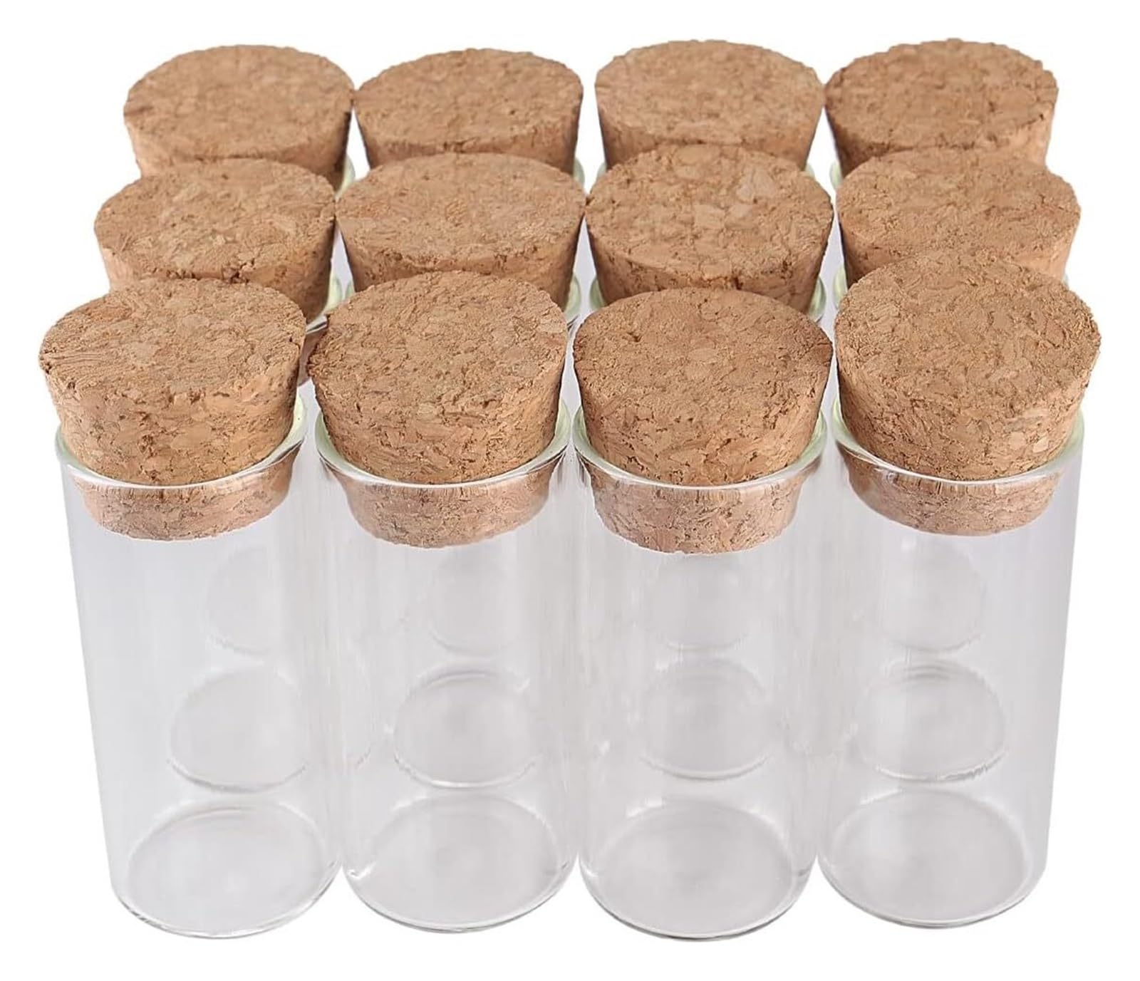 Przezroczyste szklane probówki, Butelki szklane o pojemności 5 ml/10 ml/12 ml z korkiem, opakowanie 50 sztuk(12ml)