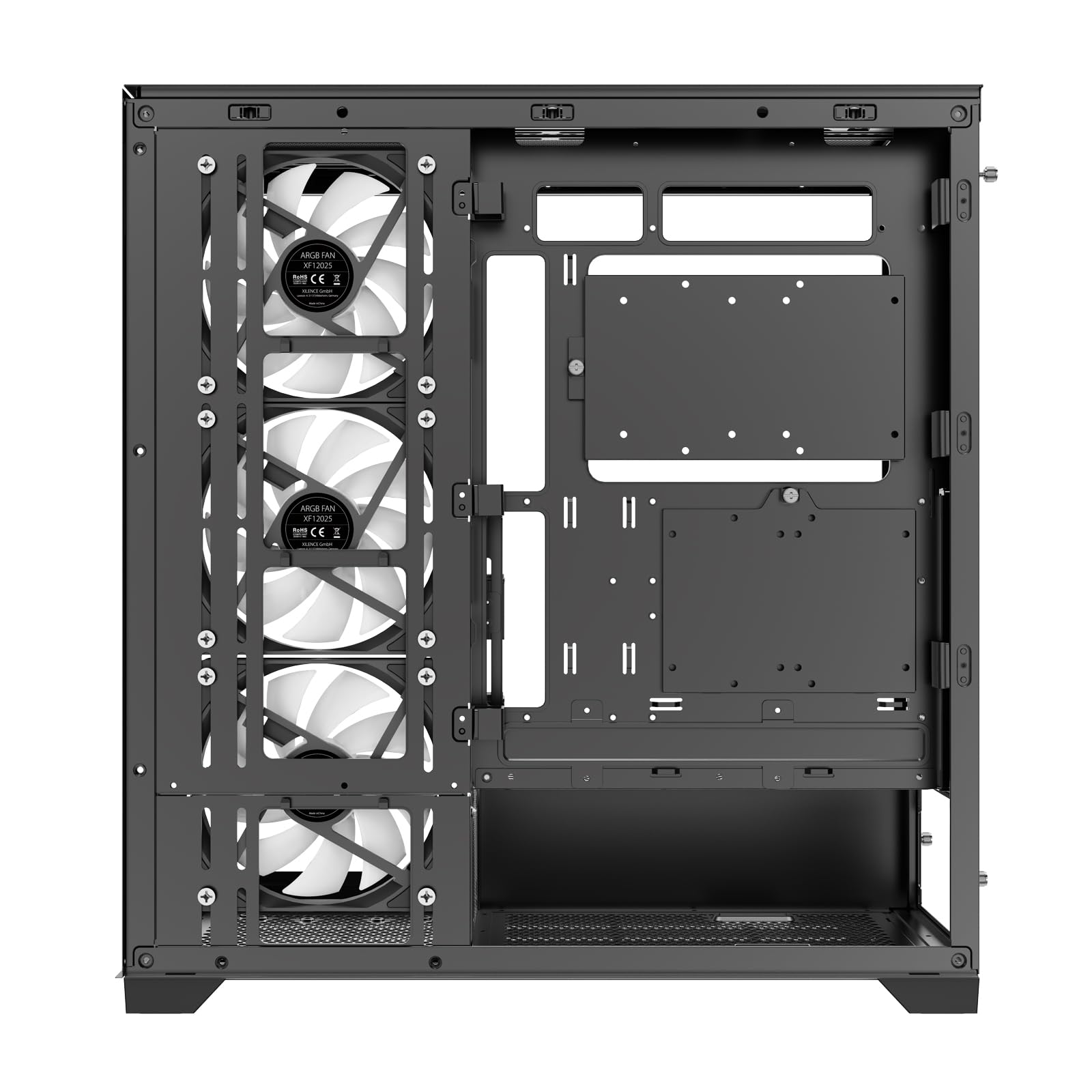 Xilence X818.ARGB XILENT Gleam obudowa komputera gamingowego, 4 x wentylator ARGB 140 mm, ATX Midi Tower Case, szkło akwariowe, z uchwytem na kartę graficzną, płytka sterująca PWM/ARGB, dla dobrego