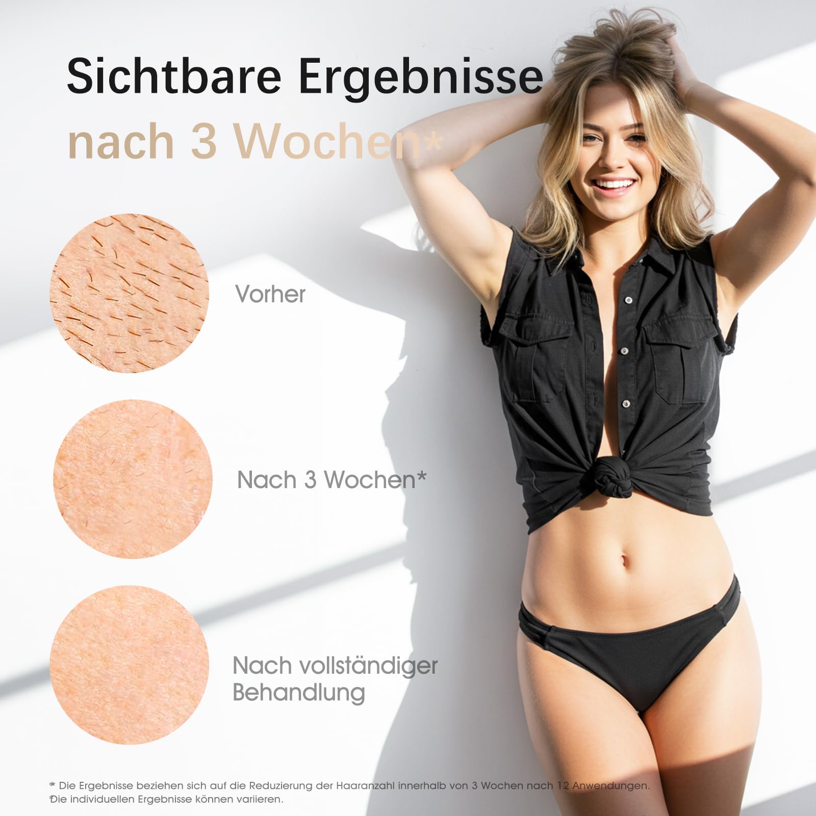 Besuche den Haarlosy- Haarlosy IPL Geräte Haarentfernung Laser für Damen und Herren – 10 °C Eiskühlkontakt zu Hause für Schmerzfreie und Langanhaltende Ergebnisse, 86% Haarreduktion in 3 Wochen für Körper, Beine, Bikini in use