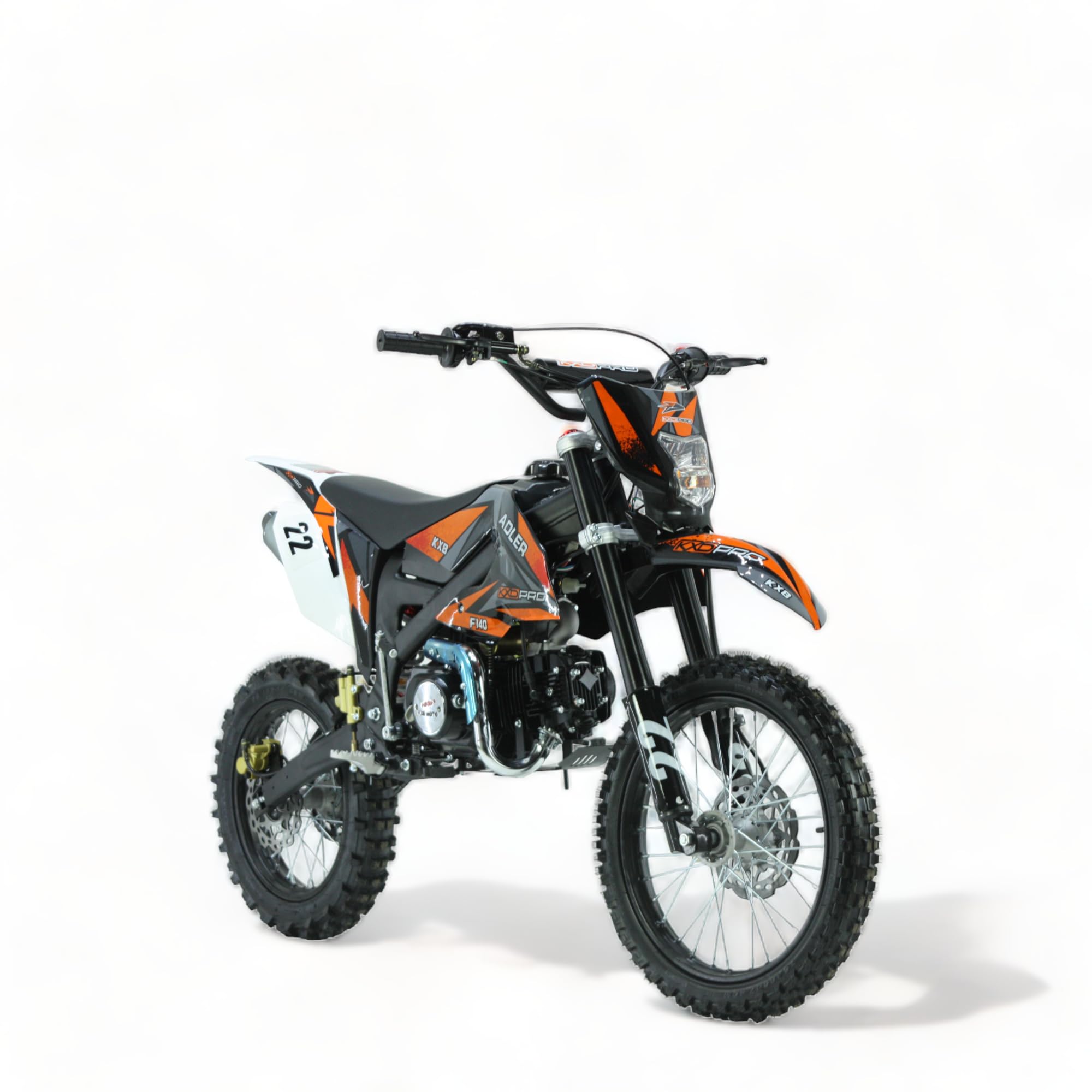 KXD 612 Adler 140CC 17″ 14″ Adler 140ccm Dirt Bike Cross Bike E&K mit Scheinwerfer Cross Offroad-Power Motor 90 km/h Orange