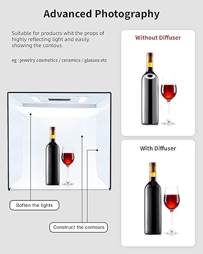 Miniatura 47 de Glendan Caja de luz fotográfica de 32 x 32 pulgadas, caja de luz grande para fotos con 3 paneles de luz, 792 cuentas LED, CRI >95, kit de tienda