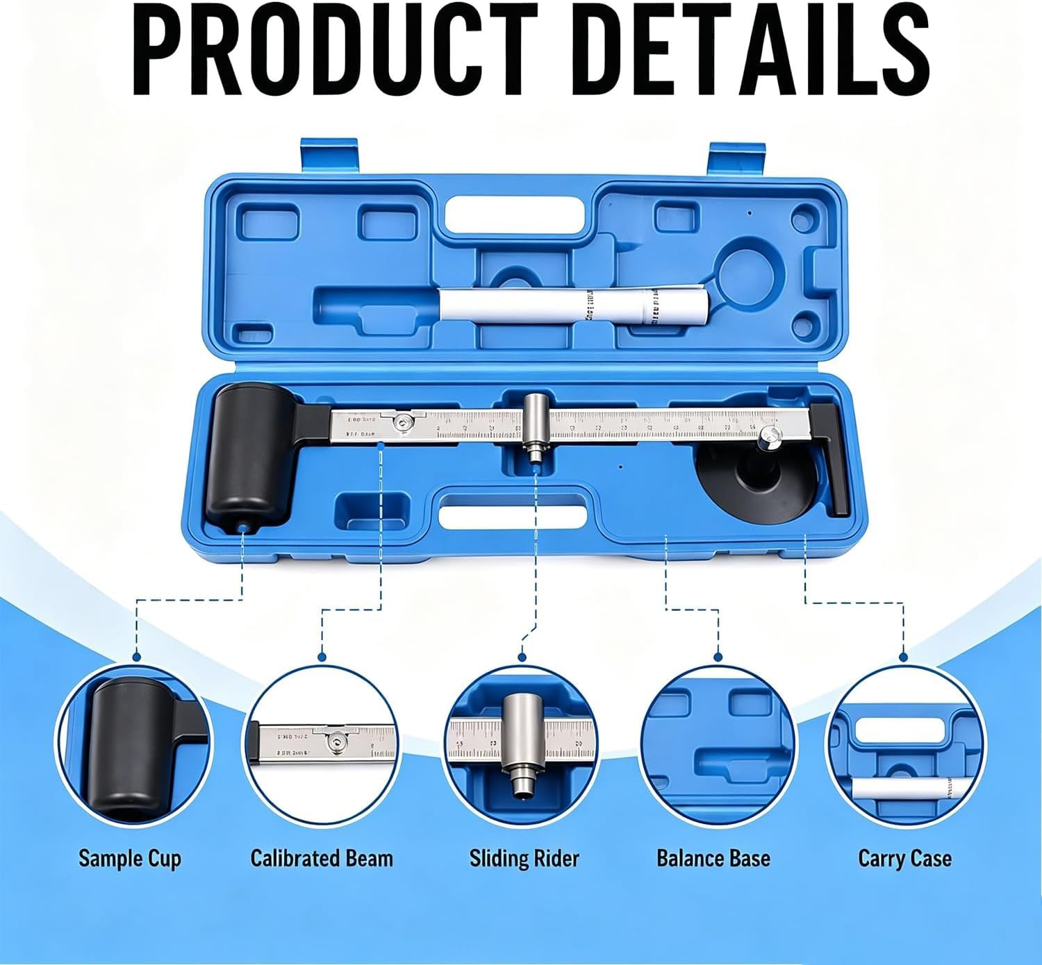 Kit de Herramientas para análisis de Lodo con Contenido de Arena, hidrómetro, densímetro de 0,96-2,5 g/cm³ y 8-21 LB/GAL, medidor de Peso de Lodo de perforación