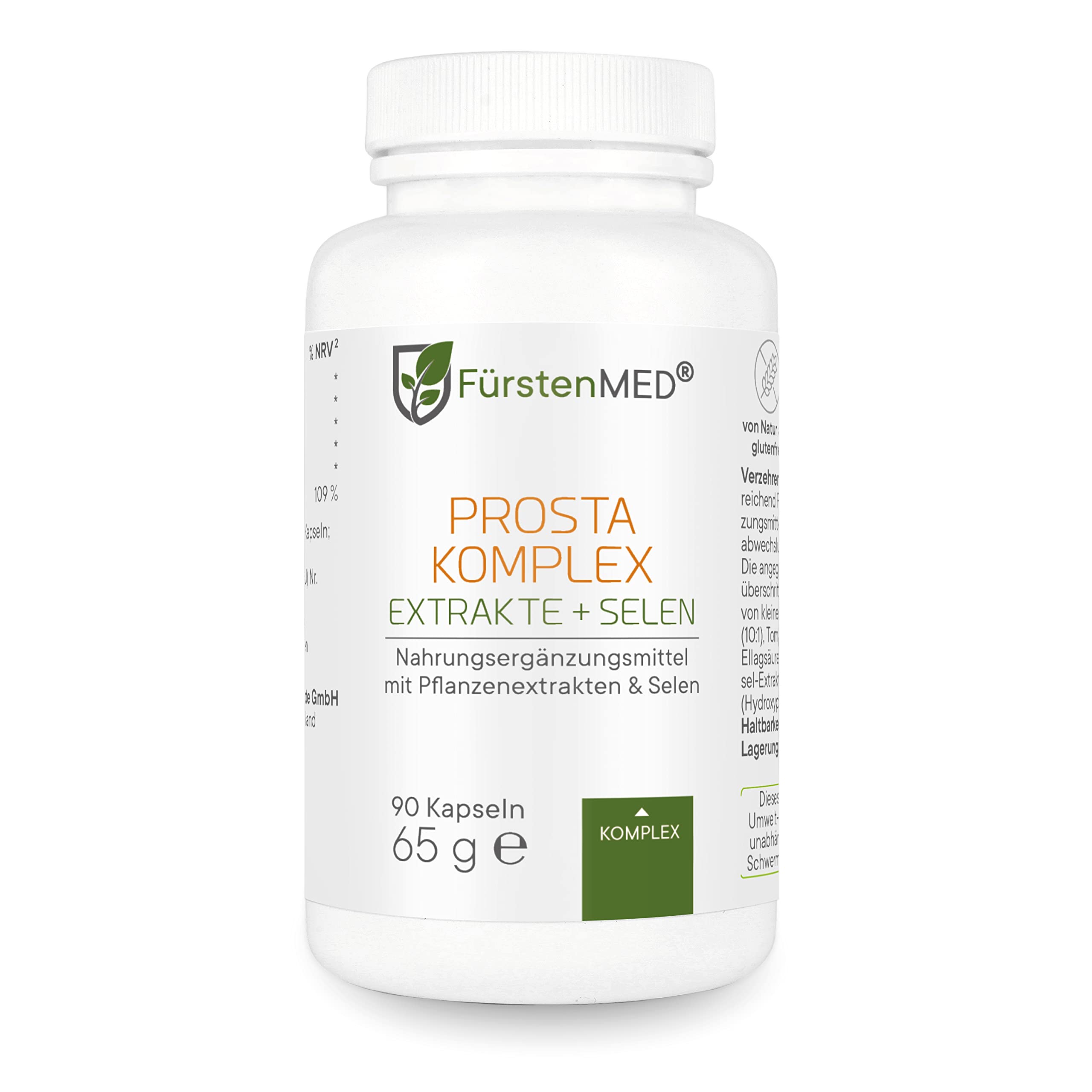 FürstenMED® Prosta Komplex Hochdosiert mit Kürbiskern-Extrakt + Granatapfel + Brennnessel, Soja, Lycopene & Selen - 90 Vegane Kapseln speziell entwickelt für den Mann, Laborgeprüft & Ohne Zusätze