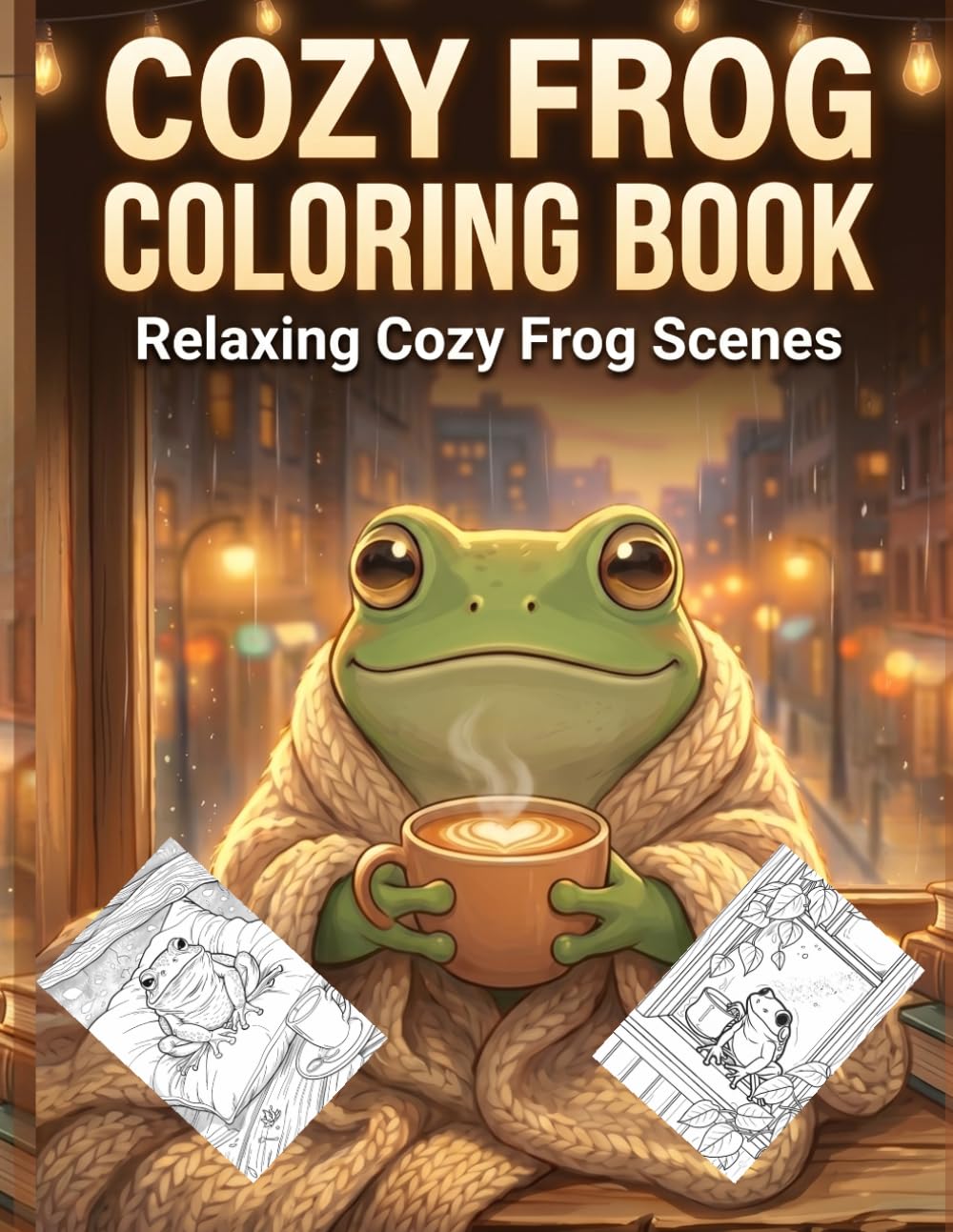 Cozy Frog Coloring Book for Adults Cute & Relaxing Hygge Frog Scenes for Stress Relief and Mindfulness: Cozy Frog Coloring Book for Adults