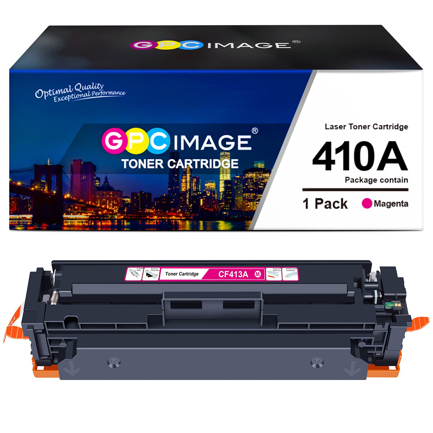 GPC ImageCompatible Toner Cartridge Replacement for HP 410A CF413A Compatible with Laserjet Pro MFP M477fdw M477fdn M477fnw Pro M452dn M452nw M452dw Toner Printer Tray (1 Magenta)