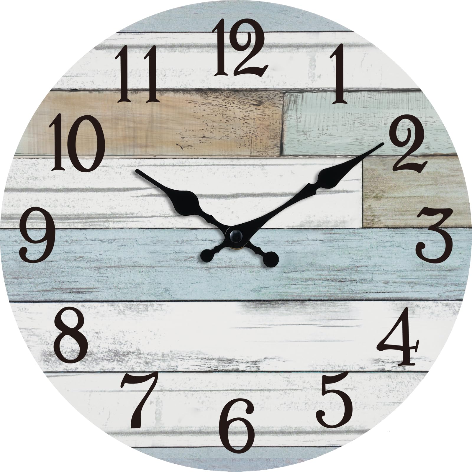 wall clock battery operated 8 inch silent non ticking coastal design country rustic retro decorative for bathroom kitchen living room bedroom