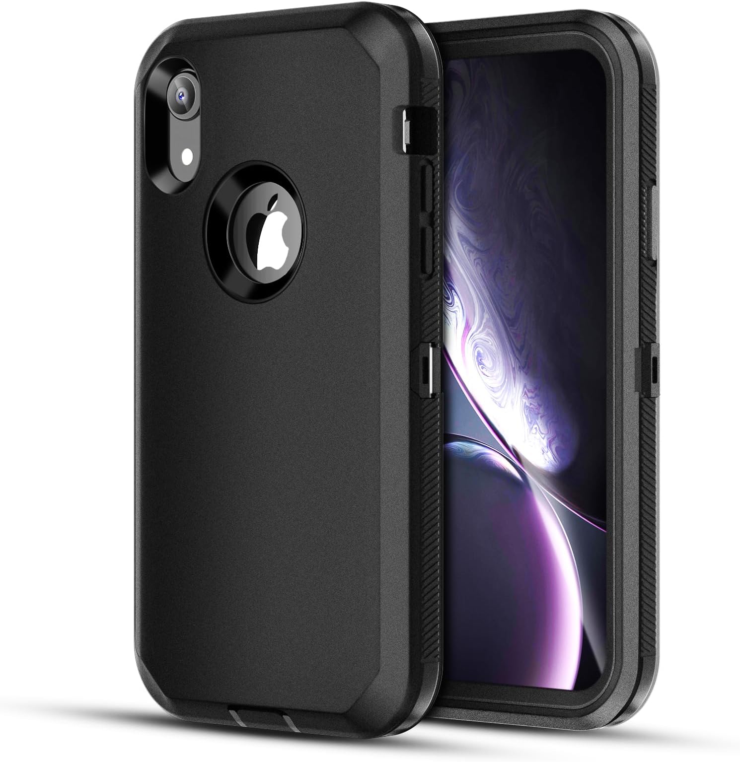 iPhone XR Case, Jiunai Heavy Duty Drop Protection Dual Layer Shockproof Bumper iPhone 10R Case Rugged Cover Cases ONLY Compatible with iPhone 10 R XR 2018 6.1'' Black