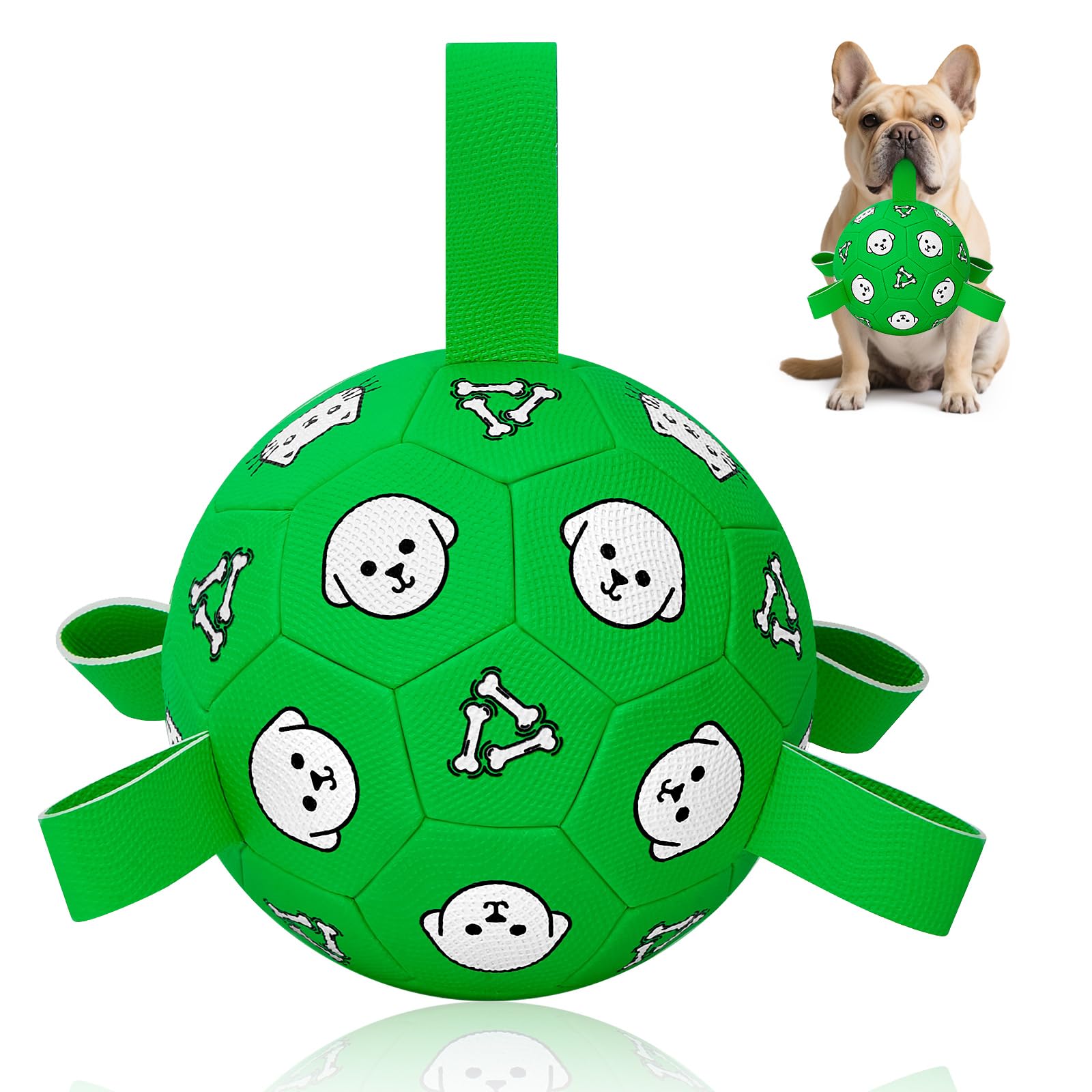 Dog Soccer Ball with Straps, 6 Inch Jolly Ball for Medium Dogs