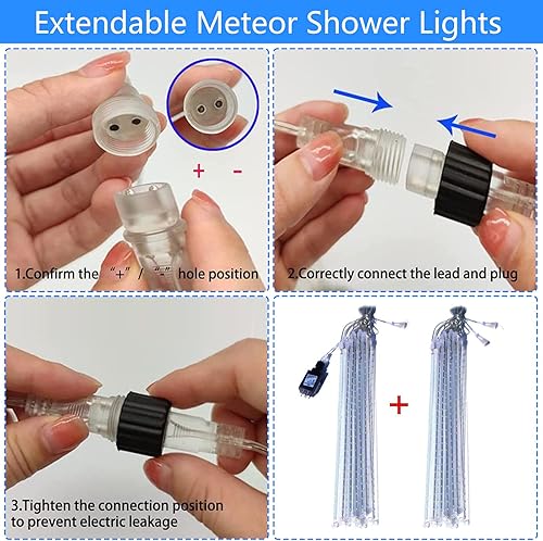 Miniatura 7 de Luces de Navidad al aire libre luces impermeables de lluvia de meteoritos de 15 pulgadas 10 tubos luz al aire libre para árbol de Navidad fiesta de