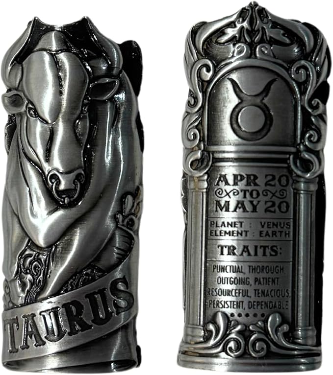 Taurus Zodiac Sign Pewter Metal Lighter Case, Fits BIC Lighters