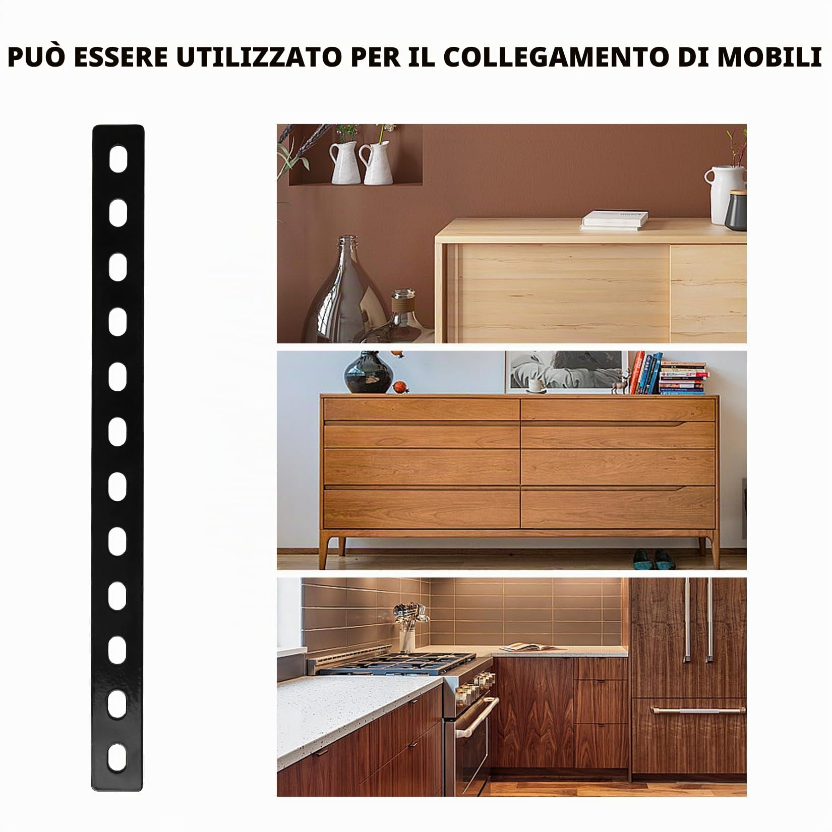 6 Pz Piastra di Giunzione Piana, Staffe Piatte Lamiera Forata, Staffe Piastra di Fissaggio, Staffe Perforate Connettore, Lastrina di Giunzione Piatta con 12 Foro per Legno (307x24mm)