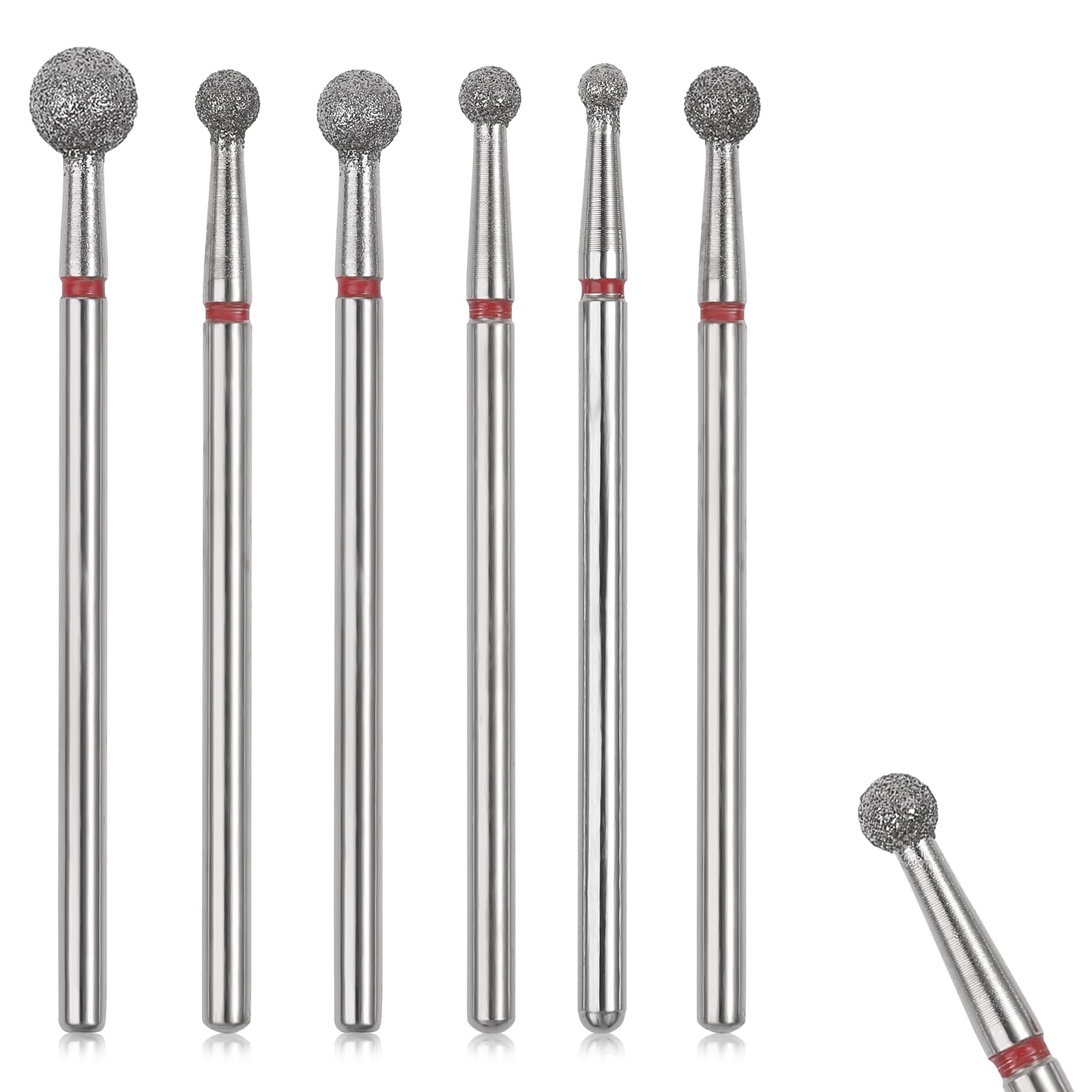 Sibba Lot de 6 Forets À Cuticules en Acier Inoxydable Avec Étui pour Manucure Pédicure Lime À Polir Têtes de Meulage Outils Professionnels en Métal Carbure pour Ongles en Gel Acrylique