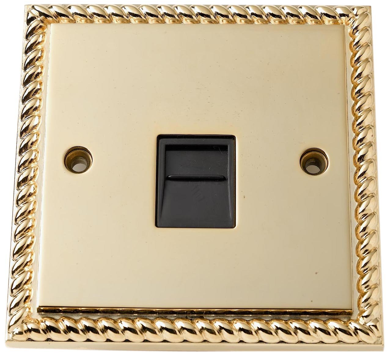 Merriway BH02785 Telephone Master Socket Georgian Brass/Black Ins -1 Pcs