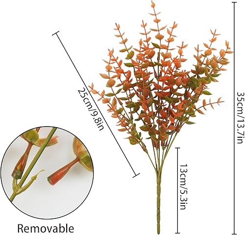 Miniatura 6 de 40 paquetes de flores artificiales de otoño para exteriores, resistentes a los rayos UV, plantas falsas de otoño, arbustos verdes, flores de