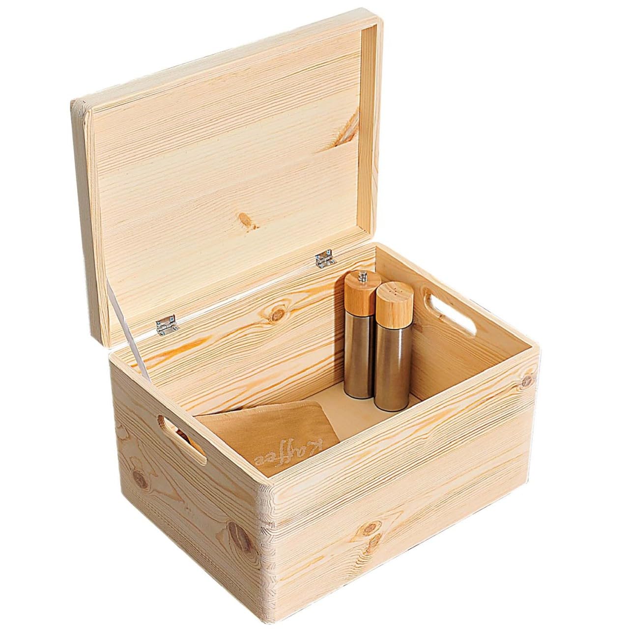 Kesper Aufbewahrungsbox mit Klappdeckel, 39 × 29 × 23 cm, FSC-zertifiziertes Kiefernholz, stapelbar, Natur/Braun