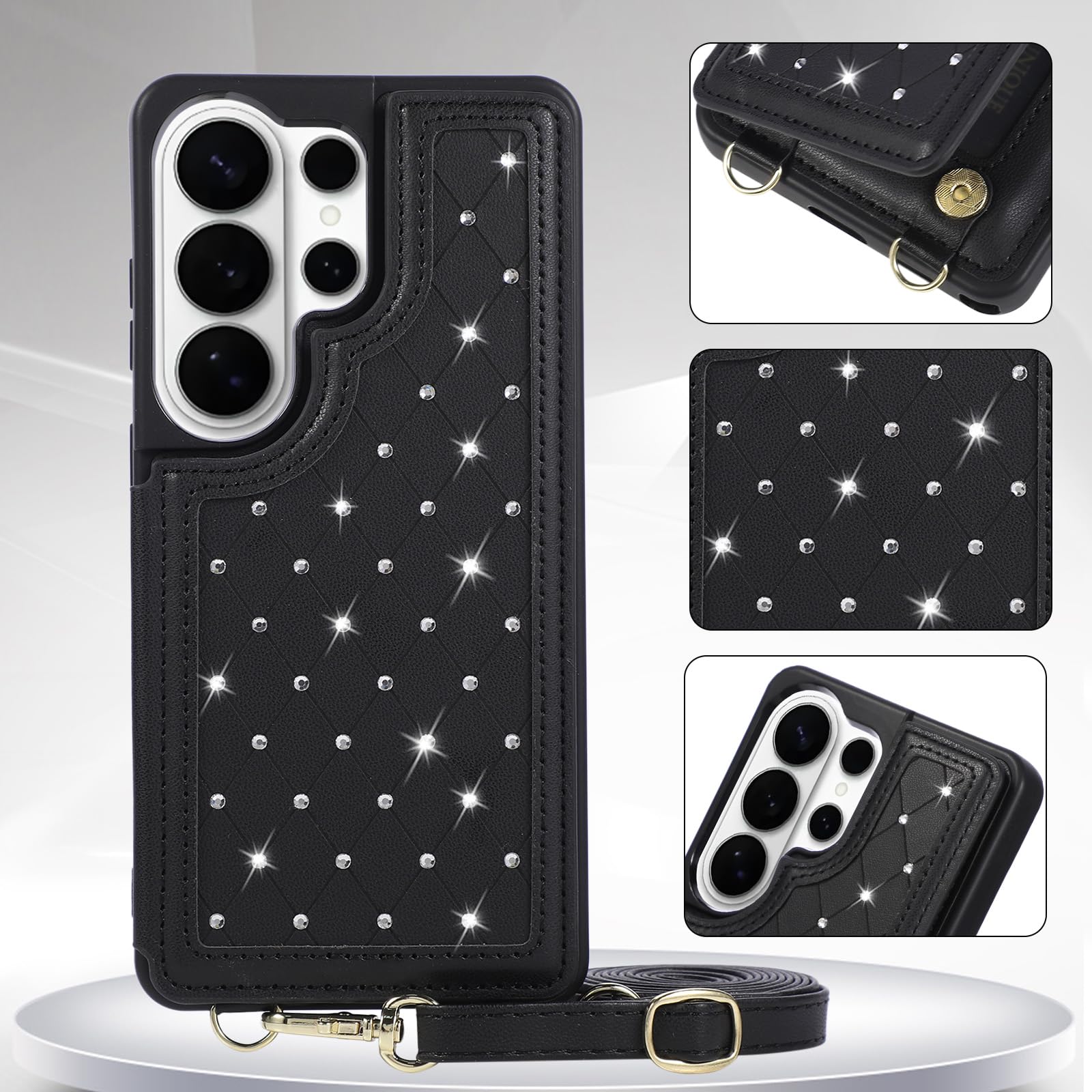 Custodia a portafoglio per Samsung Galaxy S26 Ultra con scomparti per carte di credito e cinturino, blocco RFID, custodia a portafoglio magnetica, custodia protettiva a tracolla con