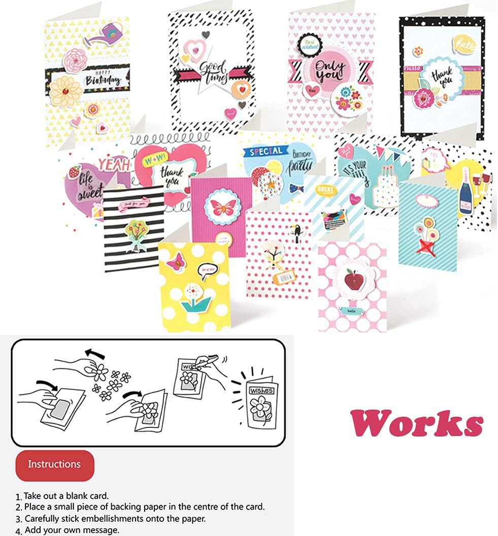 Huralona Handmade DIY Greeting Card Kits includes 16 Blank Cards 16 Colorful Envelopes with Decoration Accessories for Craft Birthday Thanksgiving Christmas Wedding Invitation Card Making Pink