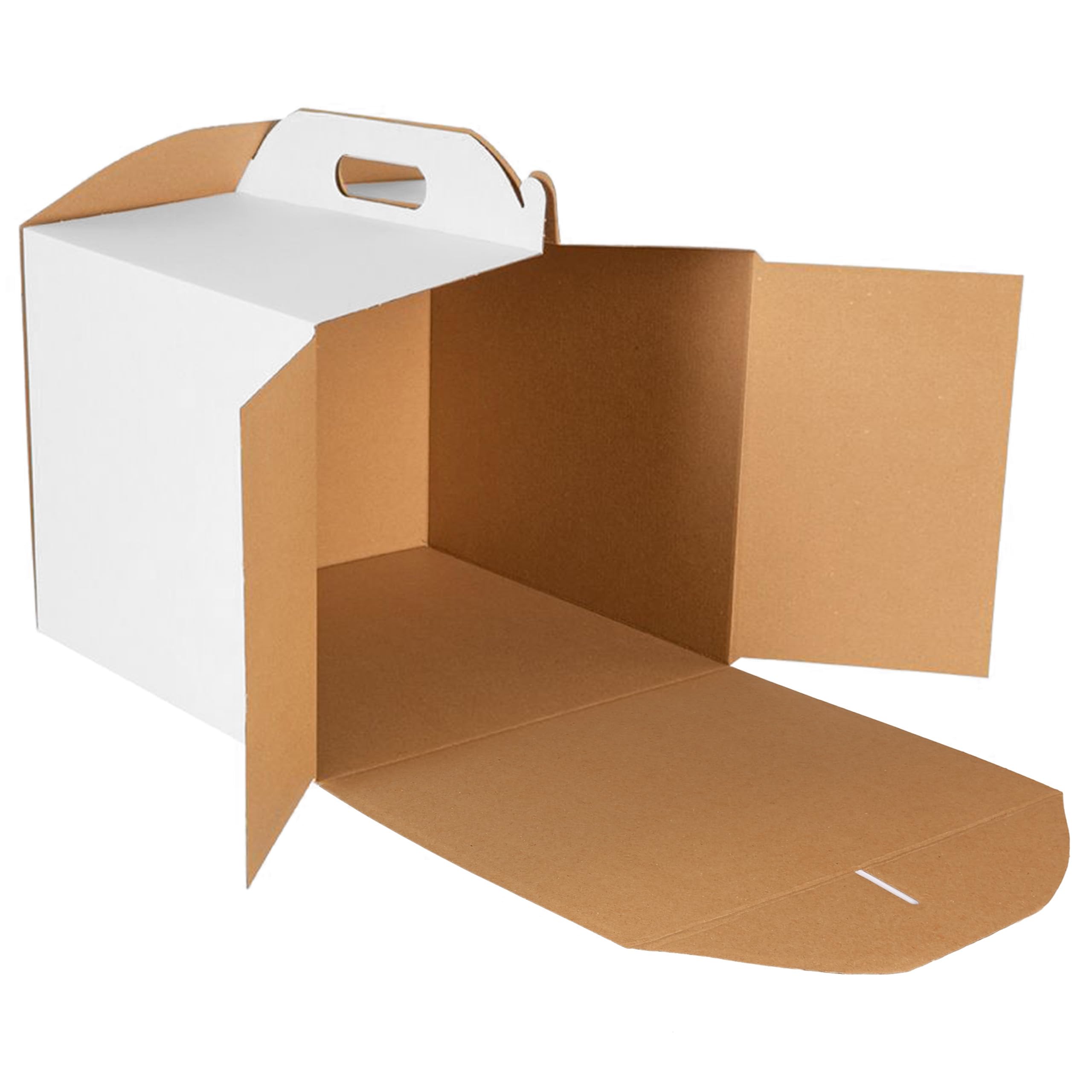 sarcia.eu Caja de cartón blanca para tarta, embalaje de pastelería con asa, caja de catering sólida (10, blanco, 26x26x25cm)