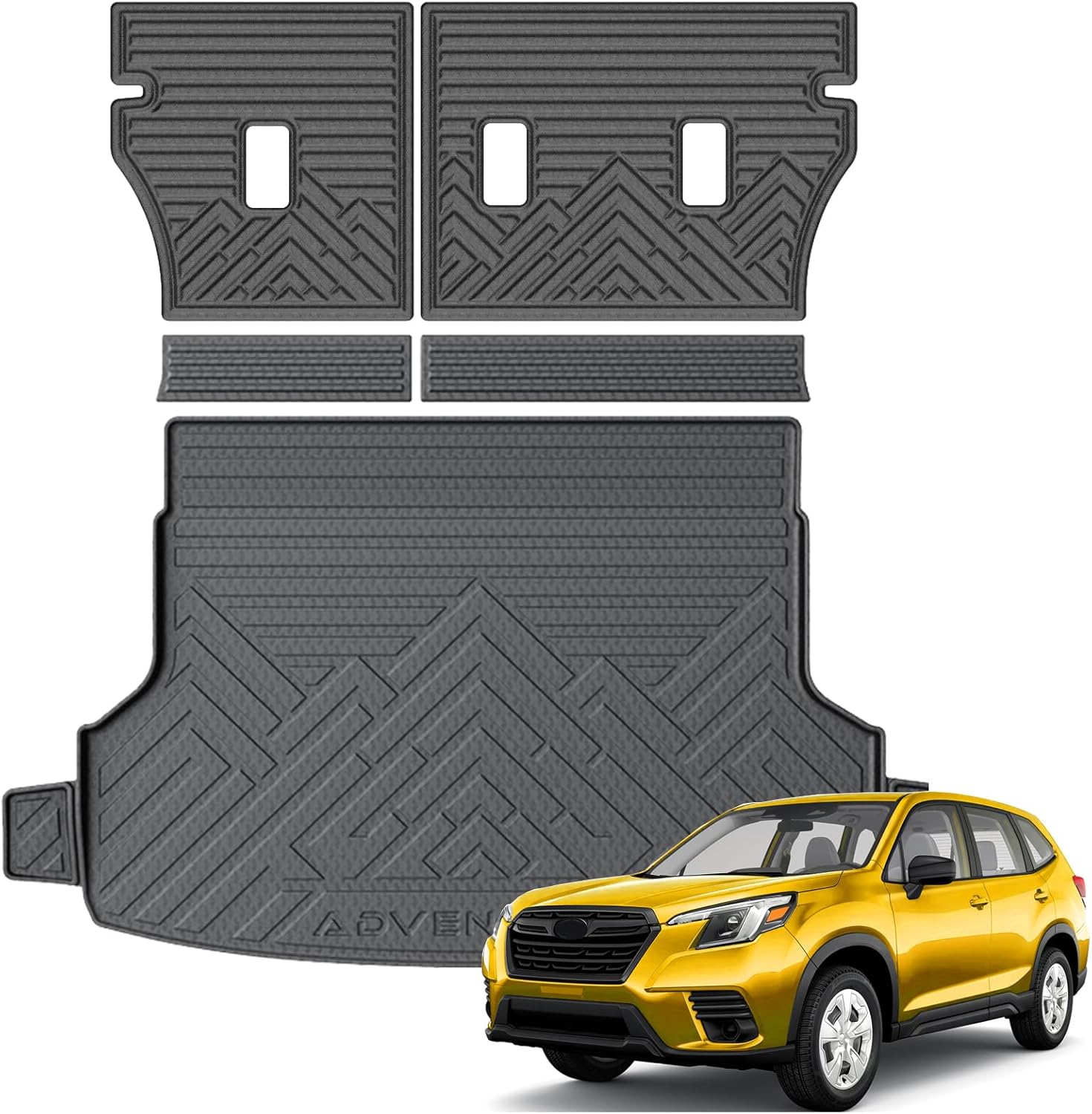 KUST Trunk Cargo Mat for 2025 2026 Subaru Forester (Not for Hybrid or Wilderness), Rubber Cargo Liner & Backrest Mat Set for Forester Accessories Rear Trunk Liner Back Seat Protector, High Edge, 5PCS Forester 2025-2026 ? Trunk + Backrest Mat