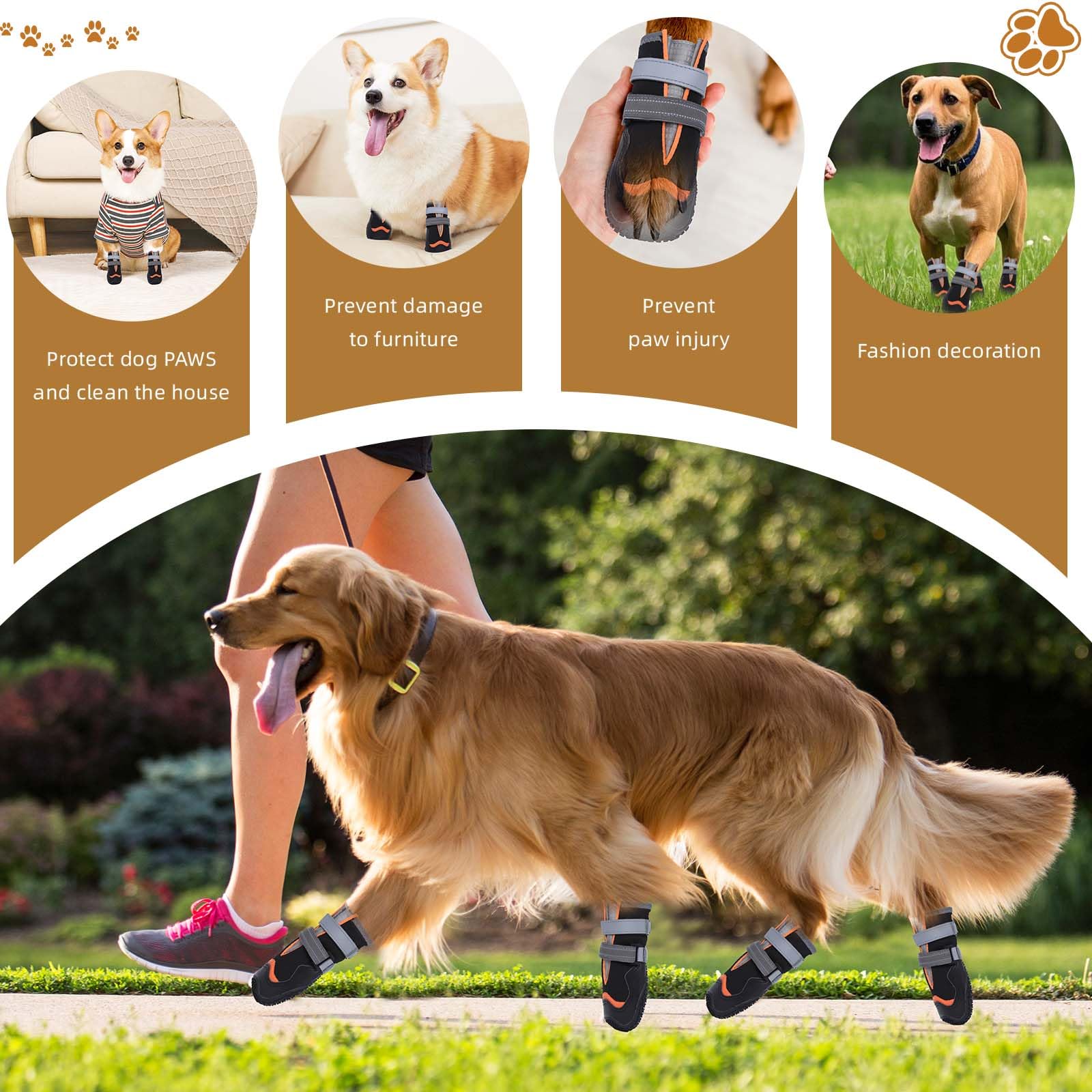 Ohcozzy Waterproof Dog Shoes, Anti-Slip Dog Boots with Reflective Straps - Image 4