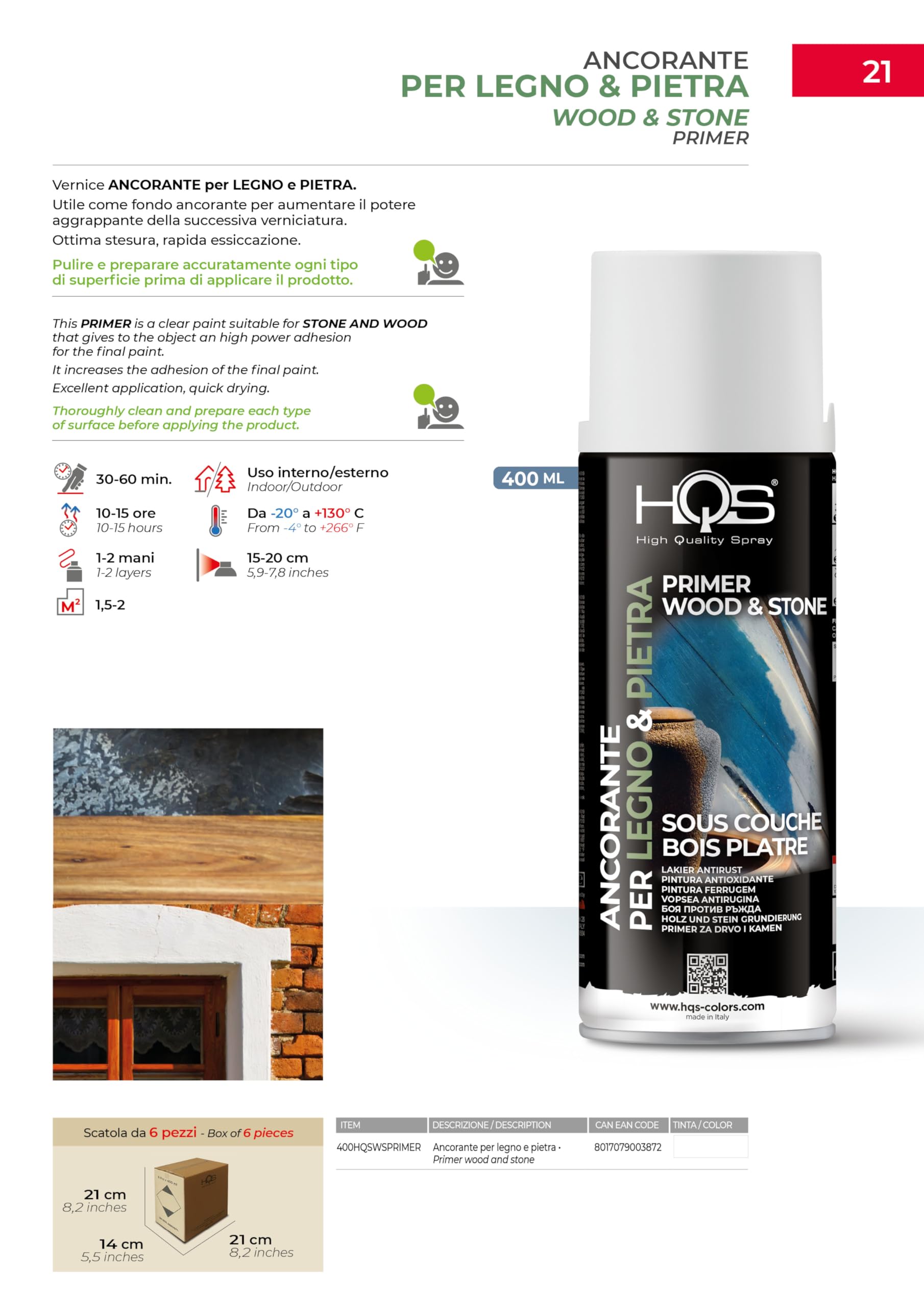 HQS Bomboletta di Vernice Spray 400ml Primer per Legno e Pietra (12)