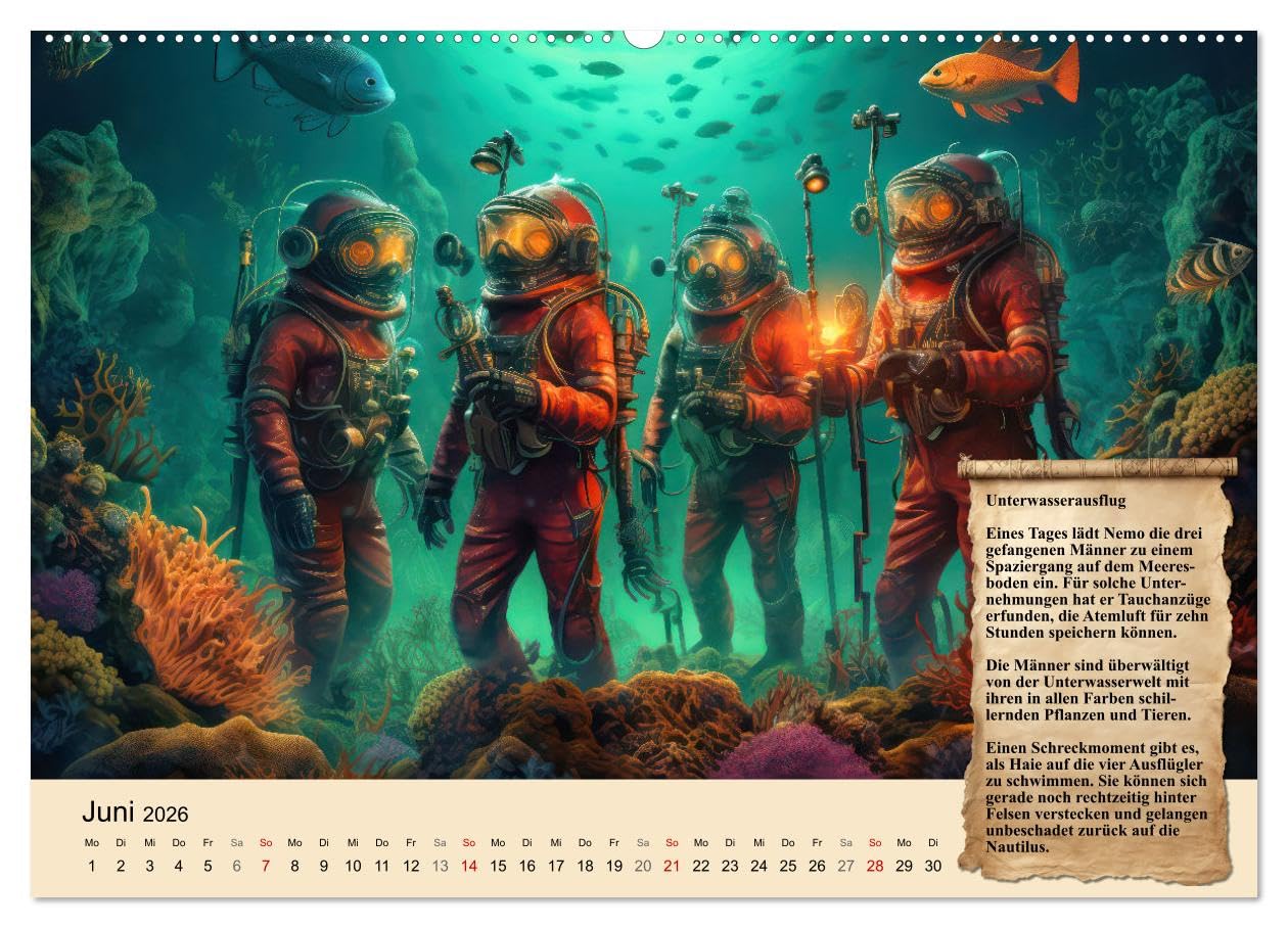 Reise unter dem Meer (hochwertiger Premium Wandkalender 2026 DIN A2 quer), Kunstdruck in Hochglanz: nach einem Roman von Jules Verne (CALVENDO Wissenschaft)