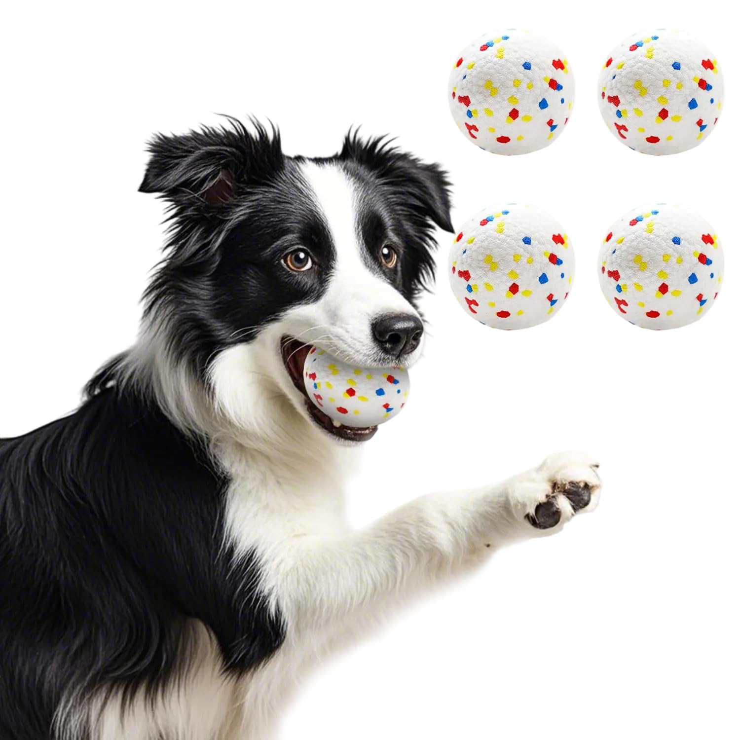 SOCO 4-Pack 2 5 inchs Dog Balls Tennis Ball Toys Dog Toys for Aggressive Chewers Durable Teething Chew