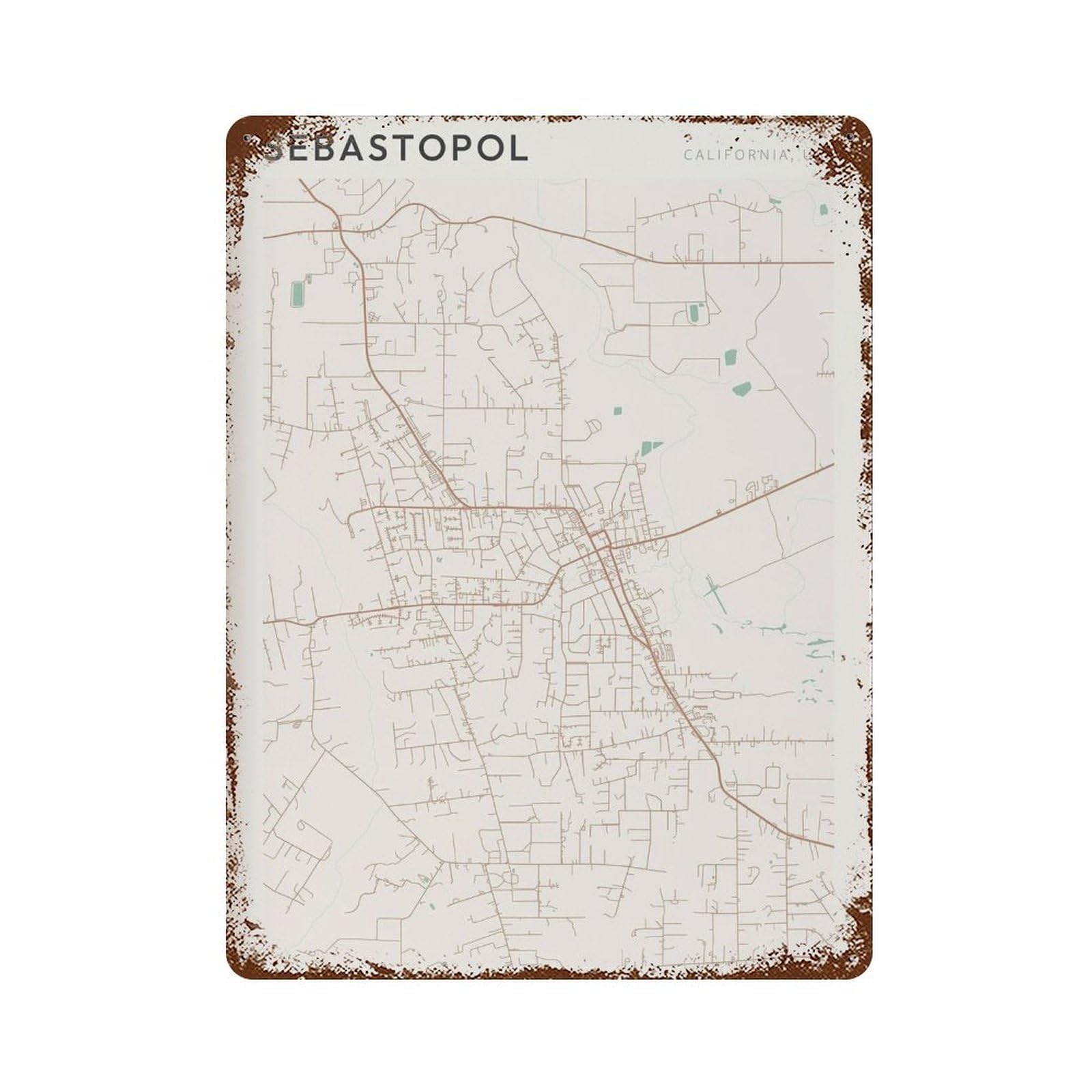 xiaoxiaoshen Sebastopol Map California Travel Gift Minimalist Wall Decor Art Metal Tin Poster Modern Home Decor Art Home Bar Shop Decorations Vintage Sign 40x30cm
