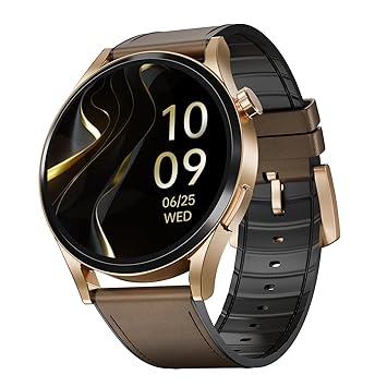 Boat Chrome Horizon, Premium Metal Body, Video Watch Faces, 1.51”(3.83cm) AMOLED Round Display, HRV & VO2 Max, Auto-Activity Detection, ASAP Charge, HRV Smartwatch for Men & Women (Coco Brown)