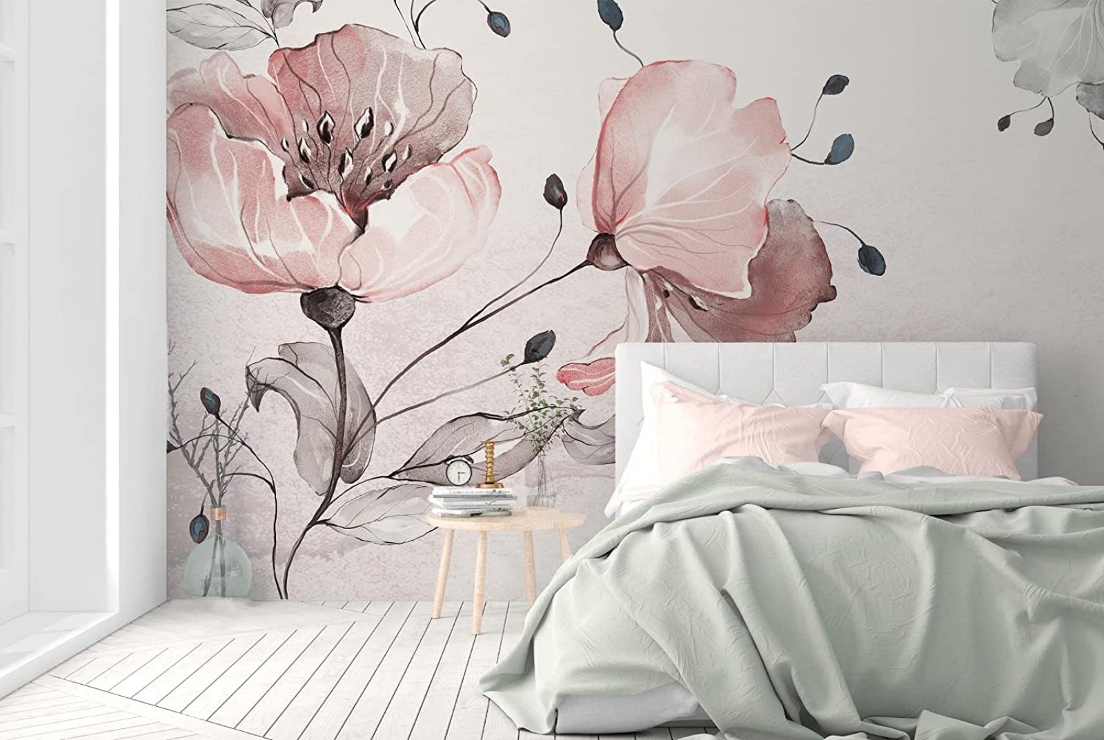 Carta Da Parati 3D Fiore Acquerello Minimalista Carta Da Parati Camera Letto Moderna Fotomurali 3D Gigante Murale Decorazione