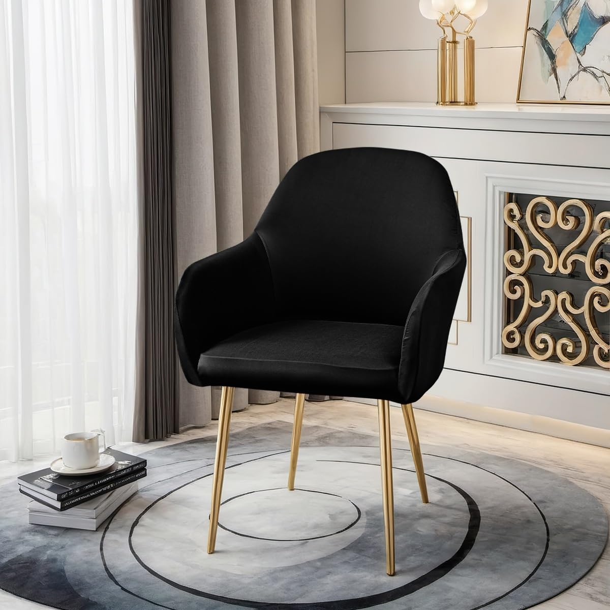Fundas elásticas universales para sillas con brazos, paquete de 2 fundas decorativas con respaldo curvado para comedor, cocina, oficina y sillas giratorias, lavables a máquina, resistentes a derrames