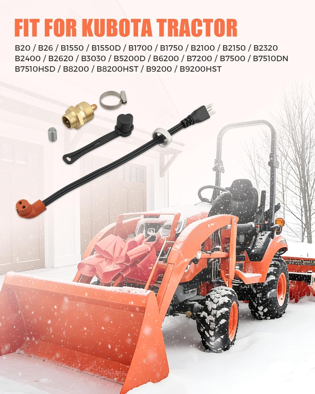 70000-73274 Block Heater Kit Fit for Kubota B26 B20 B1550 B1700 B1750 B2100 B2620 B3030 B6200 B7200 Tractor Models Replace 70000-91510 70090-32477 70090-32475