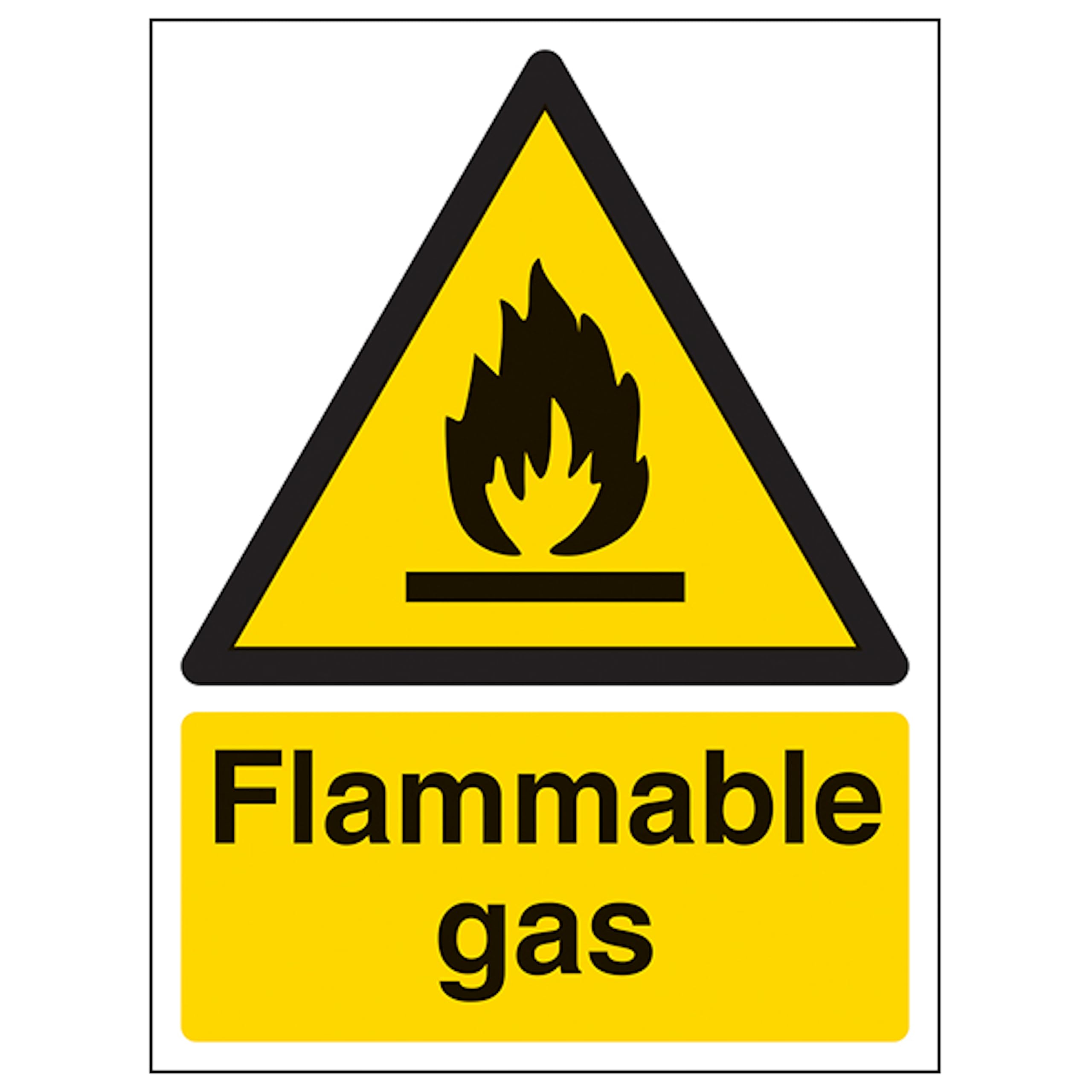 V Safety Flammable Gas - Portrait 150 x 200mm - 2mm Rigid Plastic Safety Sign