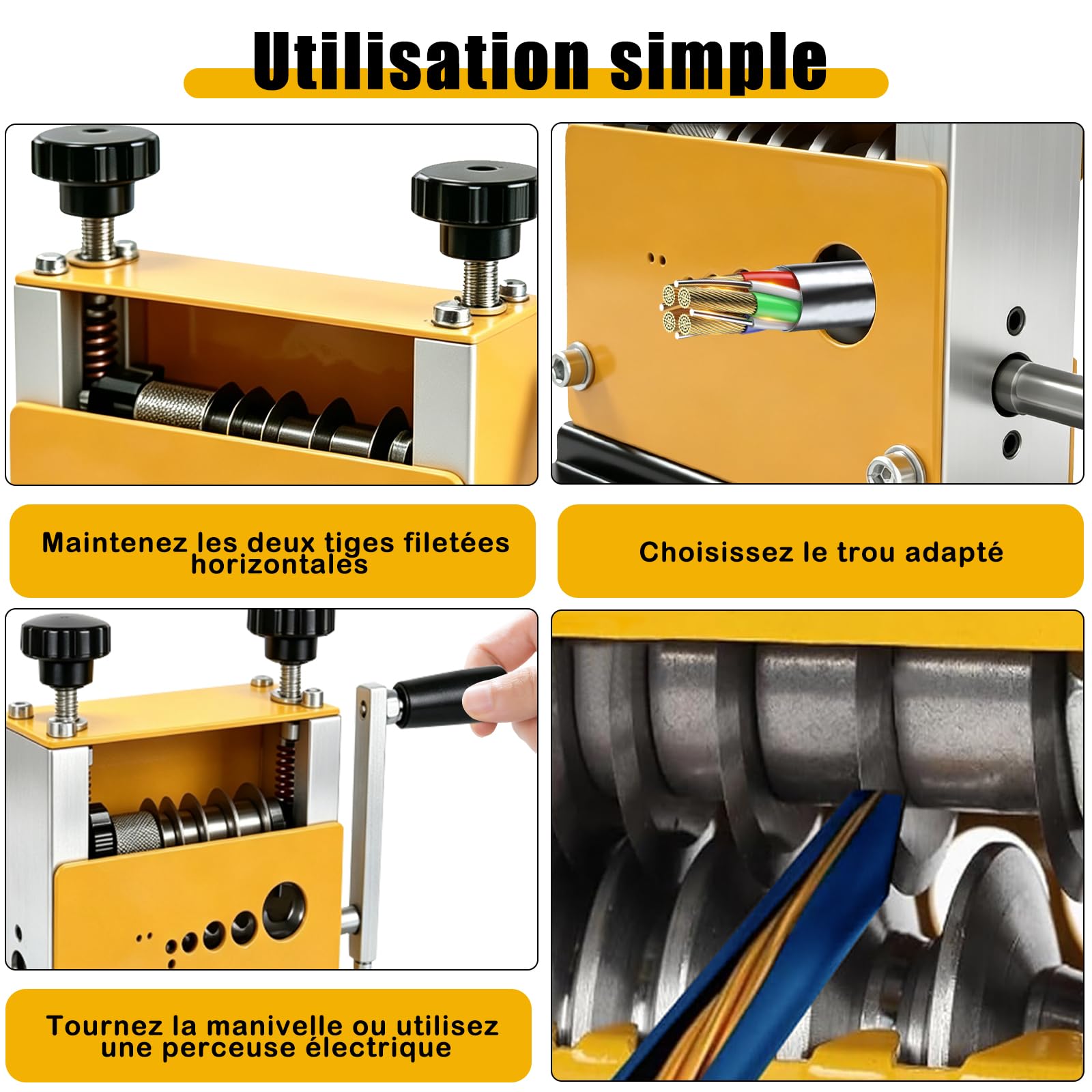 Denudeur Cable Electrique 1-20mm Machine 6 Canaux et 5 Lames