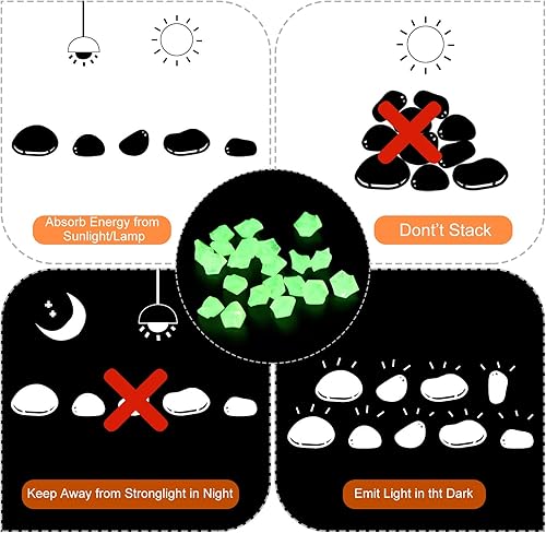 Miniatura 28 de MECCANIXITY 300 piedras brillantes de 8 a 0.394 in brillantes para decoración en la oscuridad, piedras luminosas, decoración de bricolaje naranja