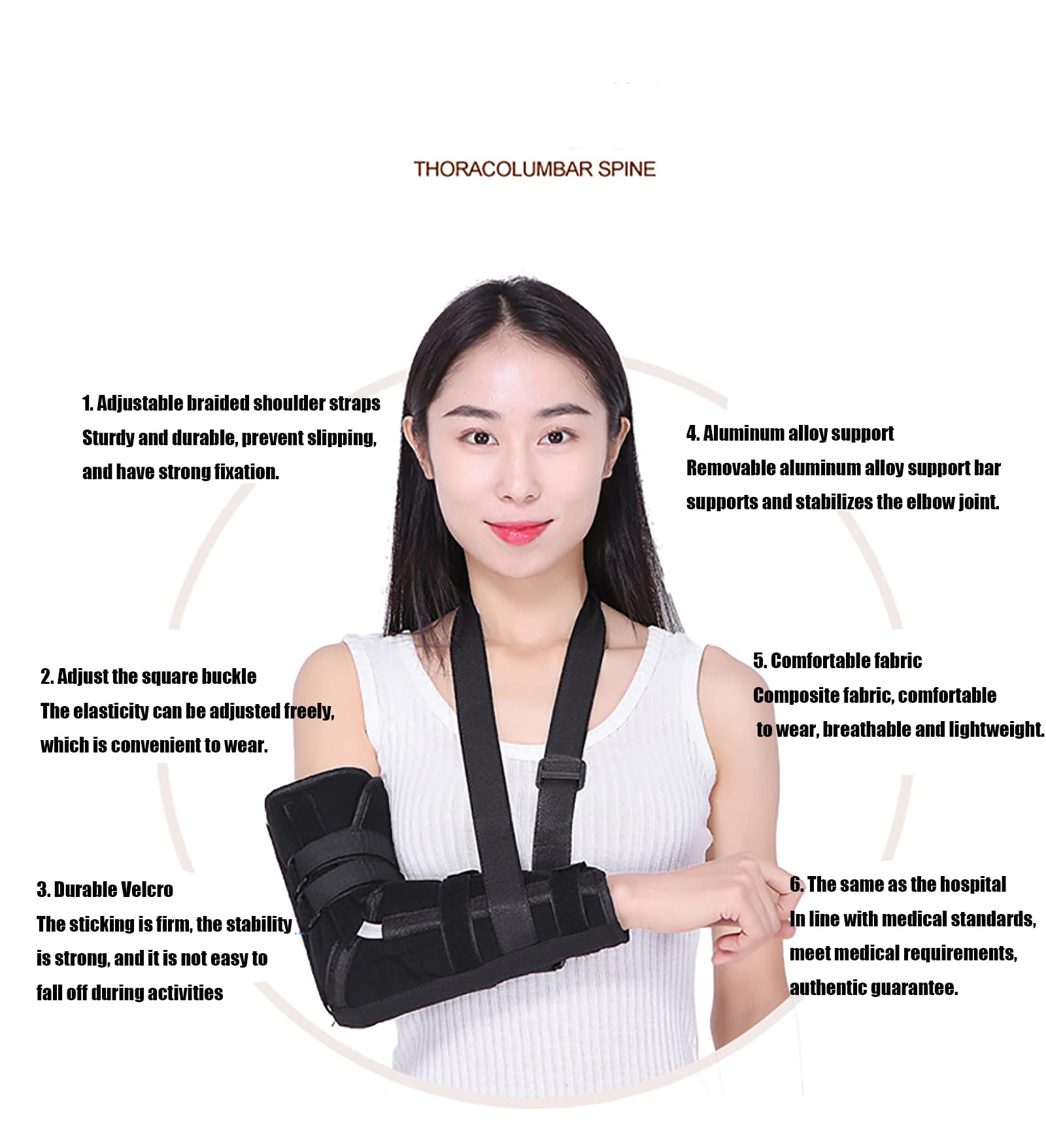 Cabestrillo para Brazo para inmovilización de Brazo Hombro Brazo inmovilizador Eslinga Eficaz Cómodo Soporte Hombro Brazo,M