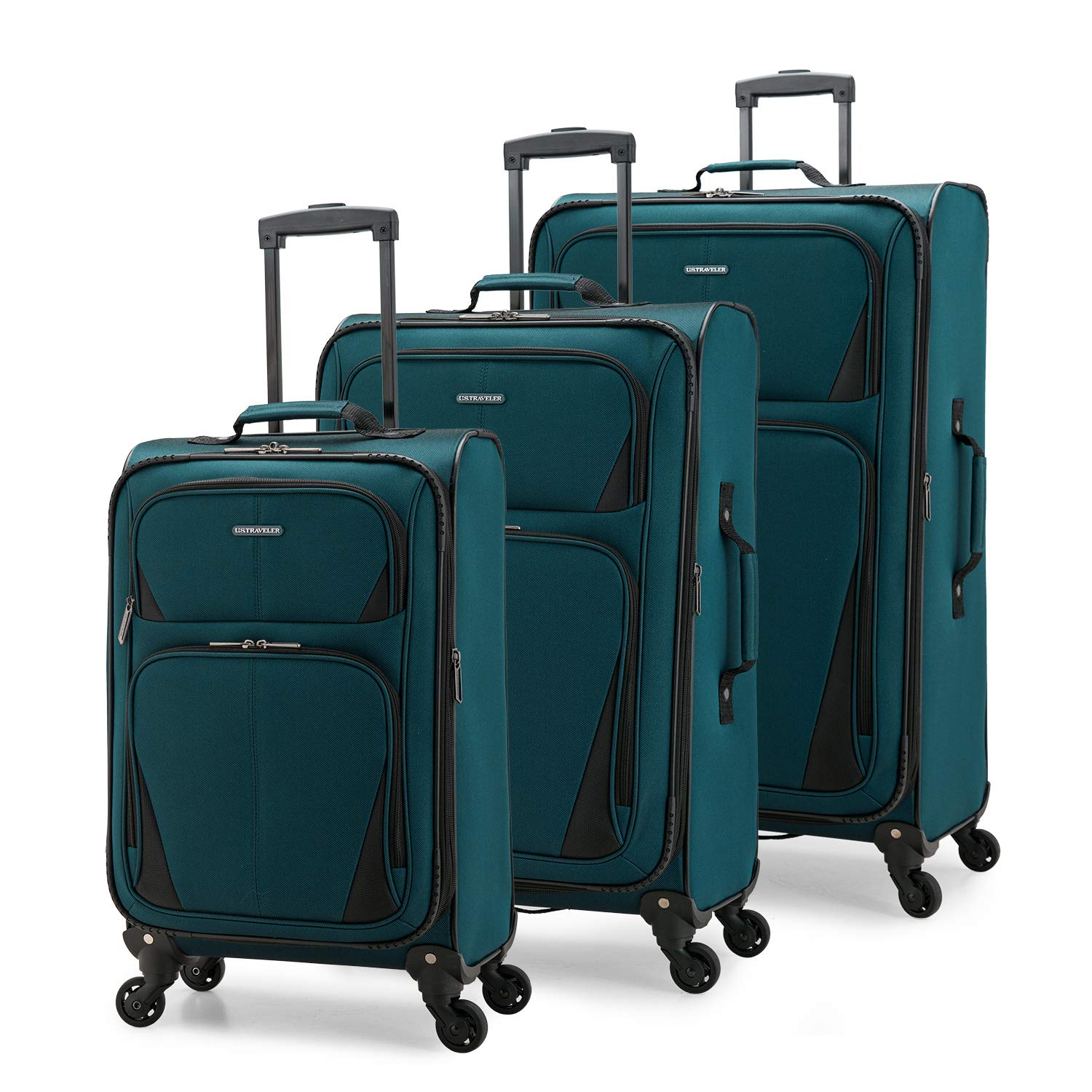 U.S. Traveler Aviron Bay Expandable Softside Luggage with Spinner Wheels, Teal, 3-Piece Set (23/27/31)