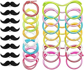 8PCS Silly Straw Glasses with Beard, Novelty Flexible Soft Drink Eyeglasses, Reusable Fun Loop Drinking Straw Eye Glasses, Crazy Funky Drinking Tube for Party Supplies, Children Kids Birthday