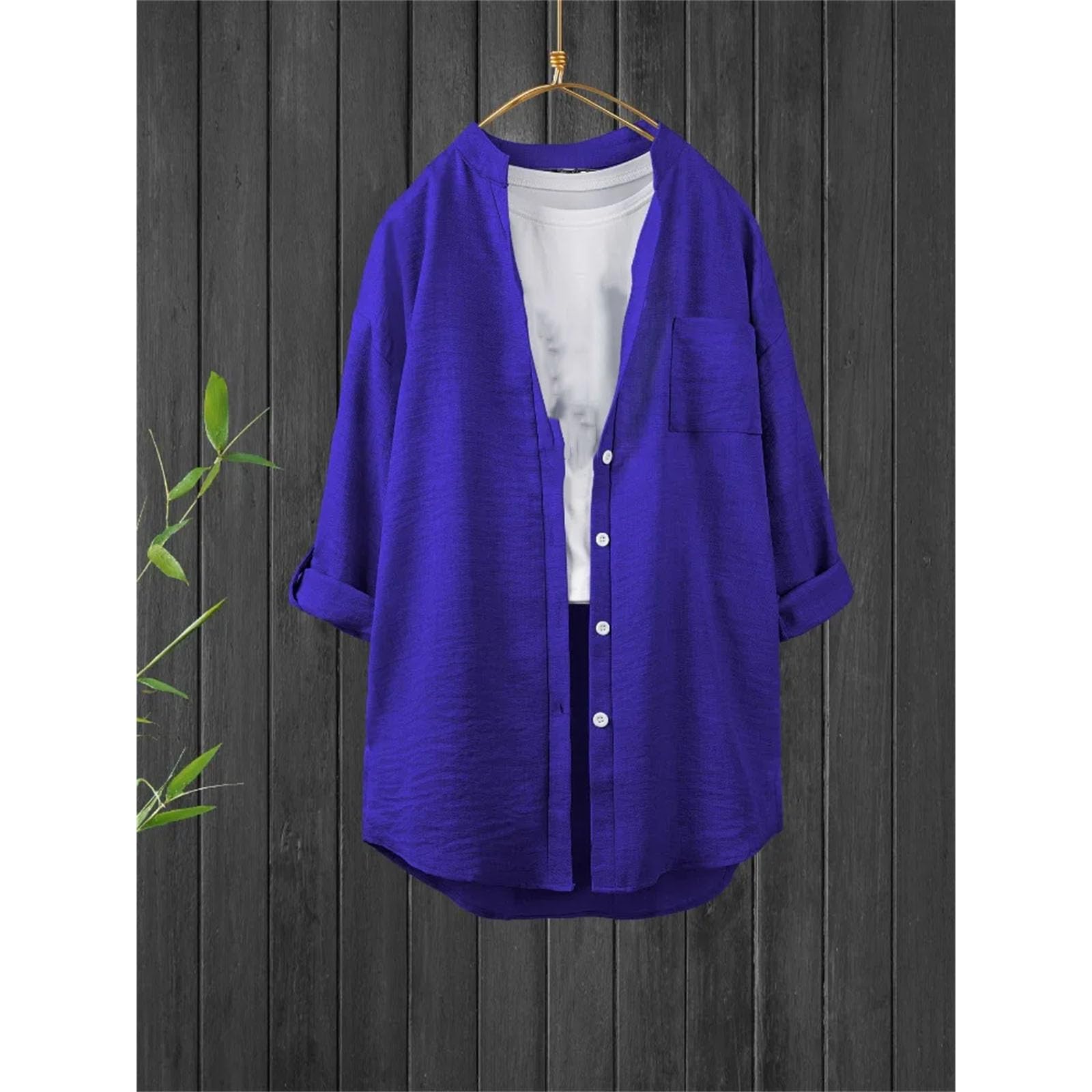 Blusas casuales de algodón y lino para mujer, tallas grandes, simples, lisas, de manga larga