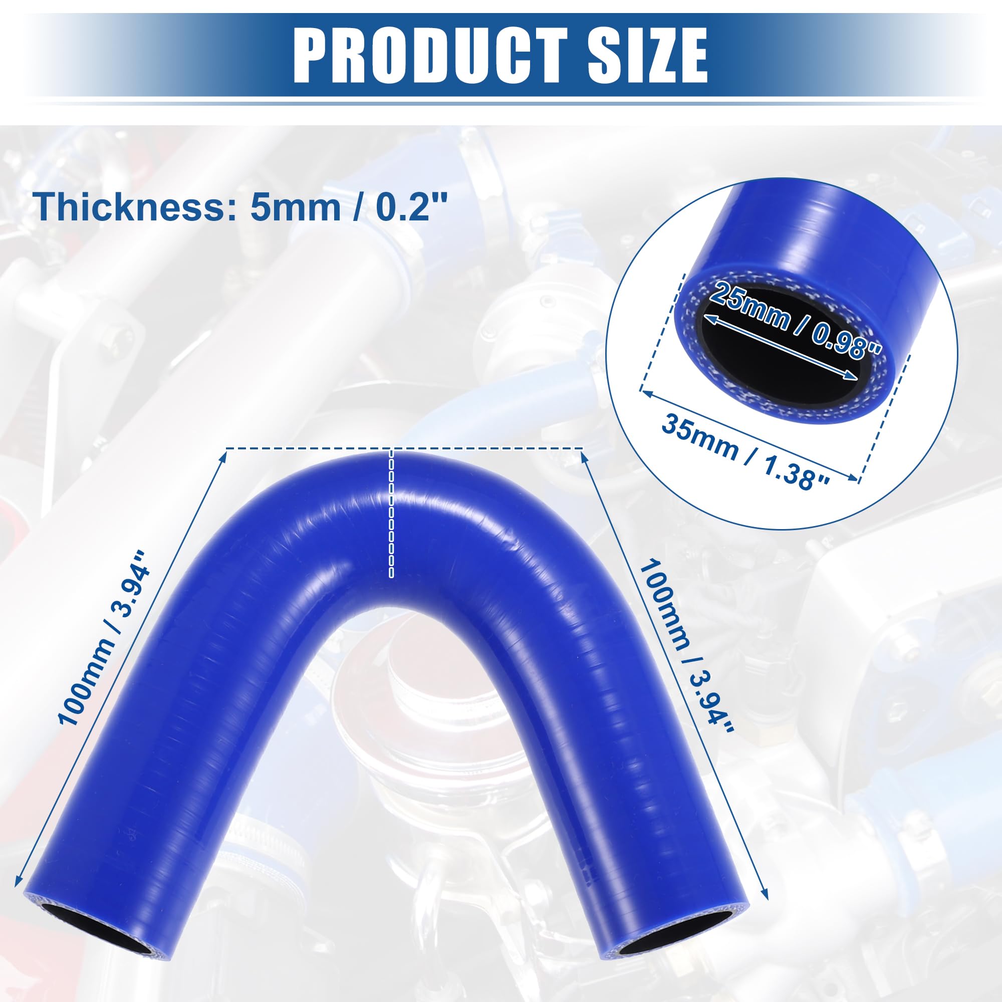 Manguera De Silicona 45° Para Intercooler - 25mm Diámetro Interior, Universal Para Turbo Coche