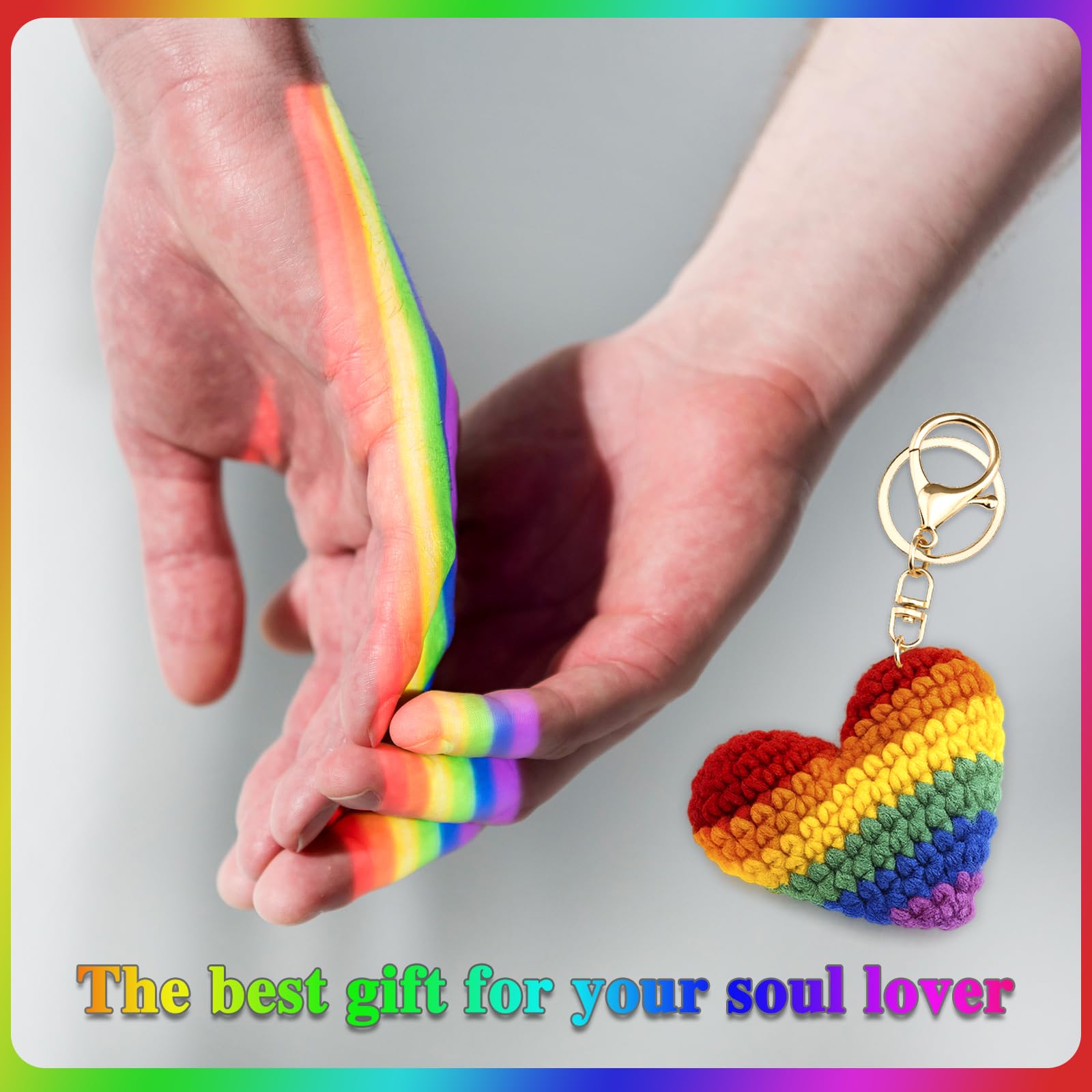Lesbian Stuff LGBTQ Gifts for Girlfriend Boyfriend Crochet Rainbow Keychain Lesbian Gifts Gay Pride Accessories