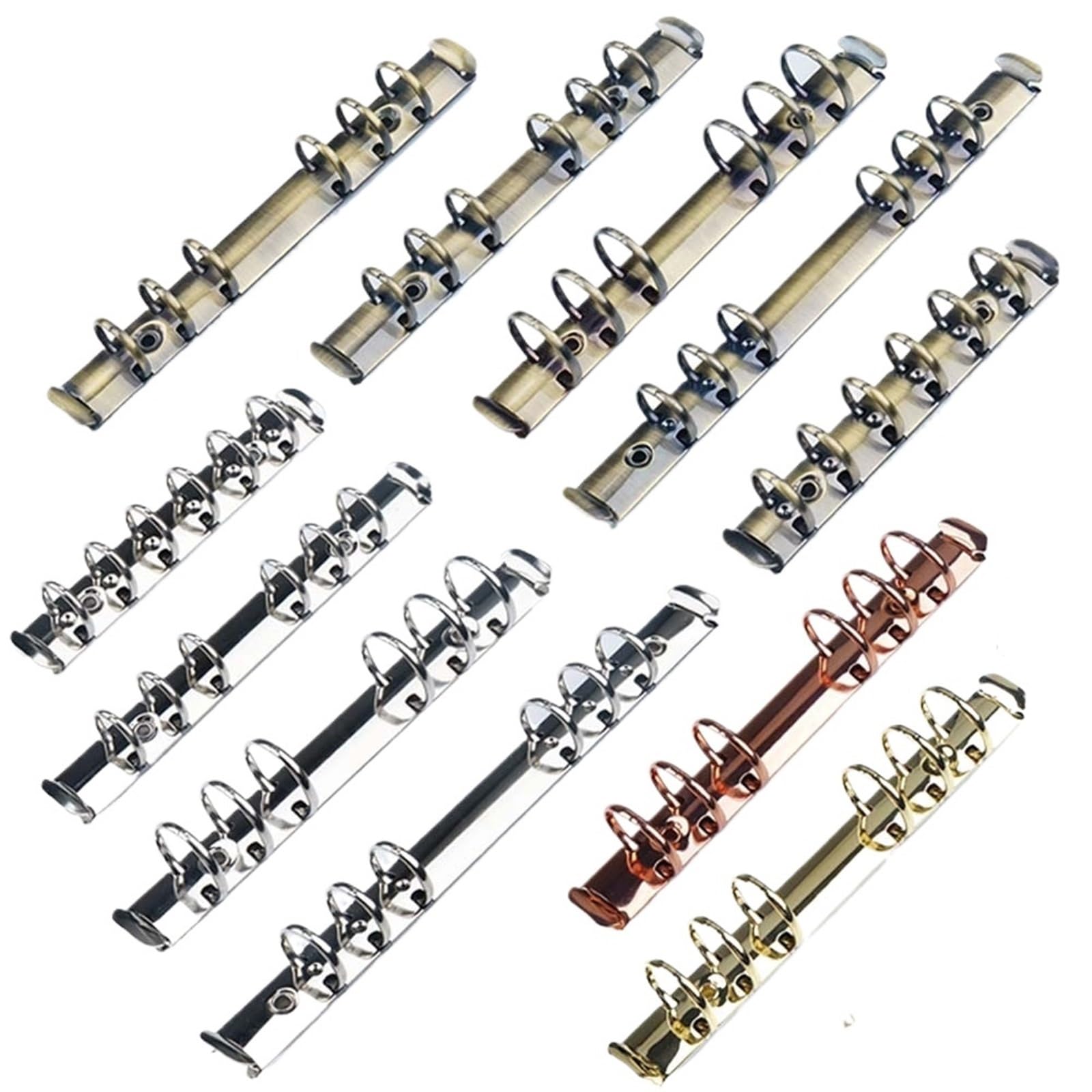 Dorsetti per rilegatura a fogli mobili, 12 clip for raccoglitori ad anelli a fogli mobili con vite in metallo multicolore
