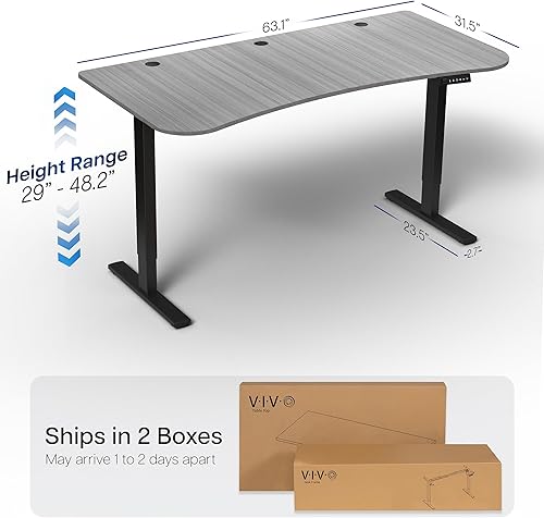 Vista 815 de VIVO DESK-KIT-1W6G - Escritorio eléctrico de pie de 60 x 24 pulgadas, ajuste de altura de memoria, serie 1B, parte superior de nogal oscuro de una