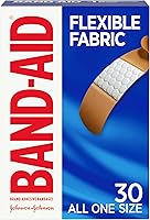 Band-Aid Flexible Fabric Bandages, 30ct - Quilt-Aid Pad Cushions Wounds, Stretches with You for All-Day Comfort