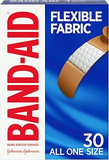 Band-Aid Flexible Fabric Bandages, 30ct - Quilt-Aid Pad Cushions Wounds, Stretches with You for All-Day Comfort